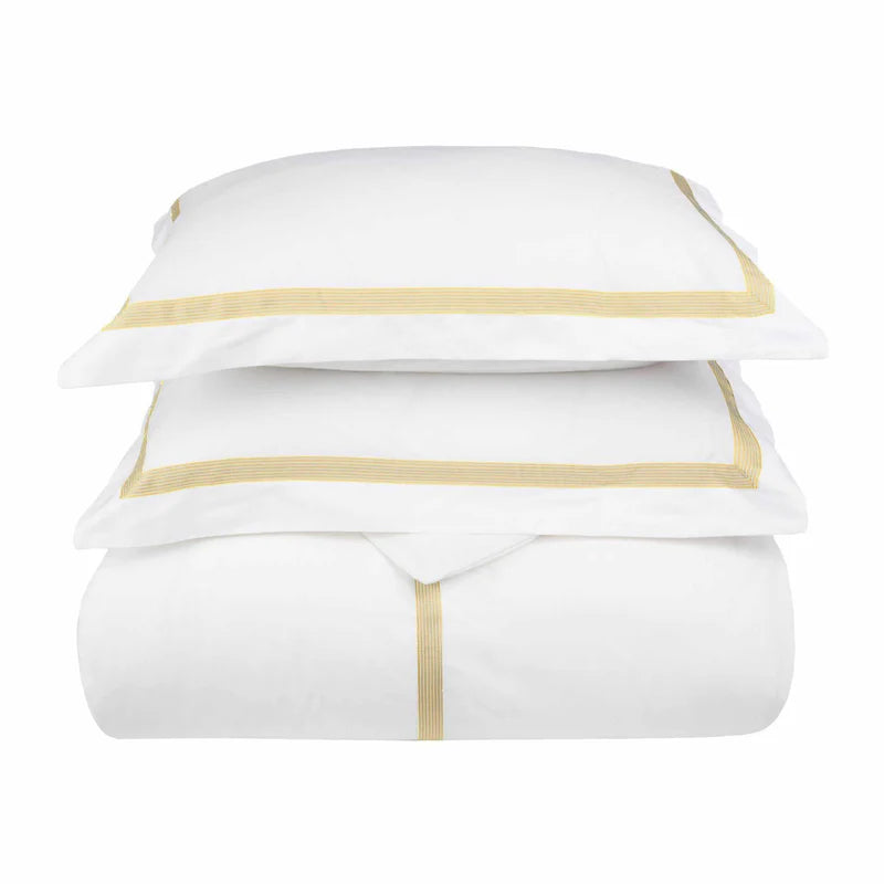 Premium Miller Cotton Embroidered 3-Piece Duvet Cover Set - Soft & Breathable Bedding for Master Bedroom, Guest Room & Dorm Decor