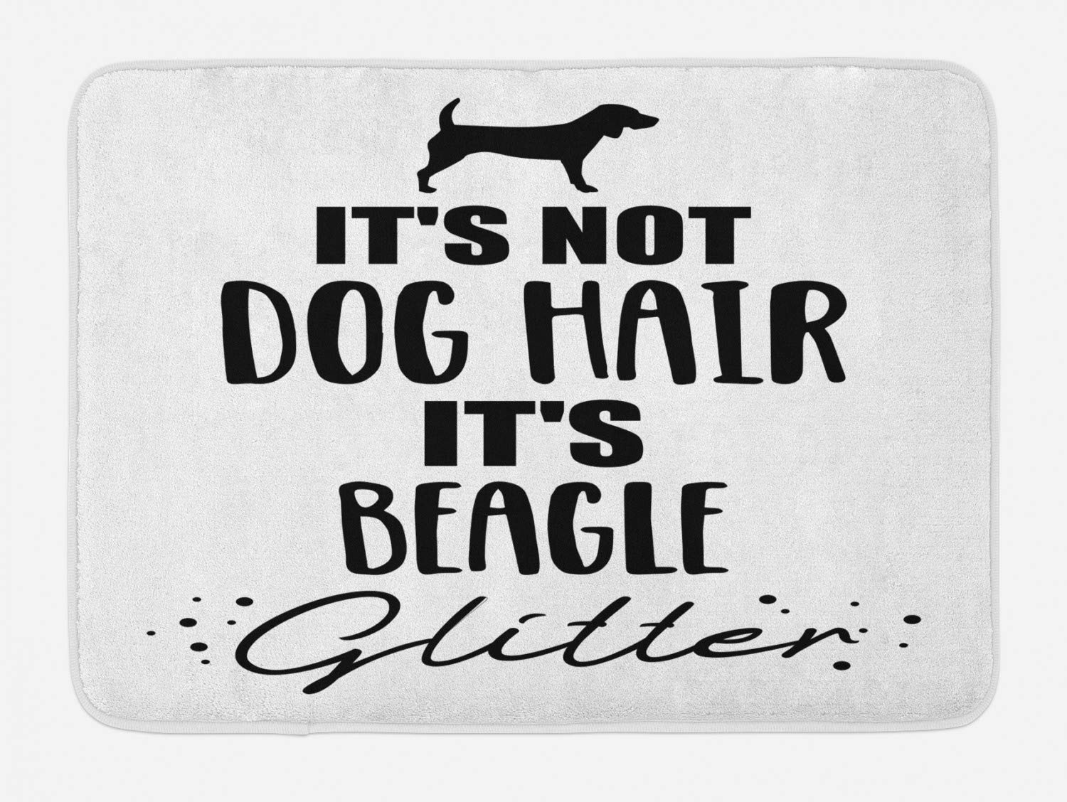 Ambesonne Beagle Bath Mat for Dog Lovers - Non-Slip Plush Bathroom Rug with Inspirational Lettering, 30x20 Inches, Charcoal Grey & White - Perfect for Pet-Friendly Homes & Cozy Bathroom Decor