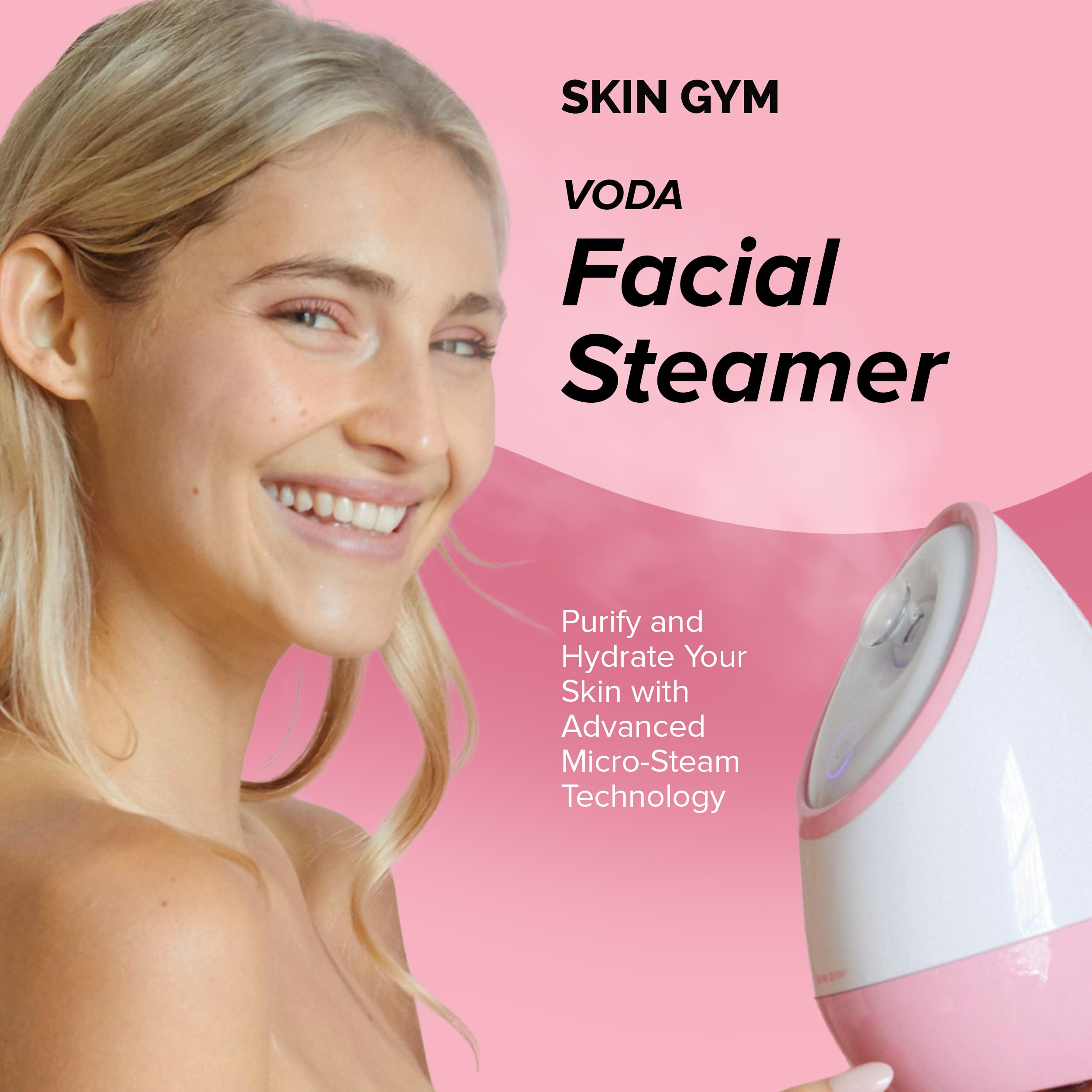 Skin Gym VODA Facial Steamer - Professional At-Home Micro Steam Device for Deep Pore Cleansing, Hydration & Glowing Skin | Perfect for Spa Day, Skincare Routine & Relaxation Therapy