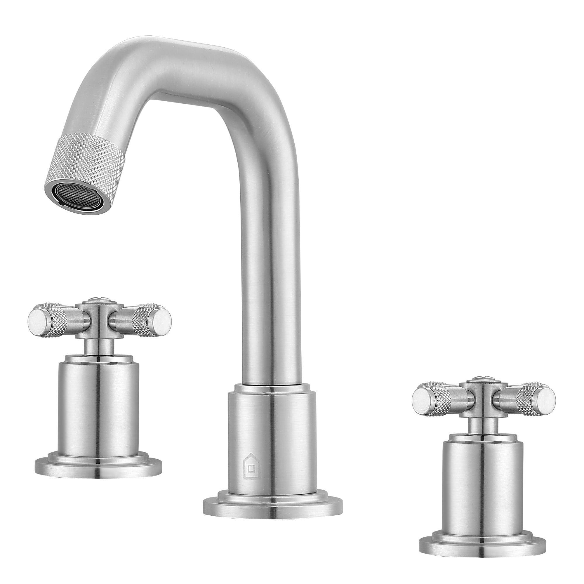Ancona Men's Widespread Bathroom Faucet - 3 Hole Cross Handle Design in Brushed Nickel Finish for Modern Vanity & Sink Installation