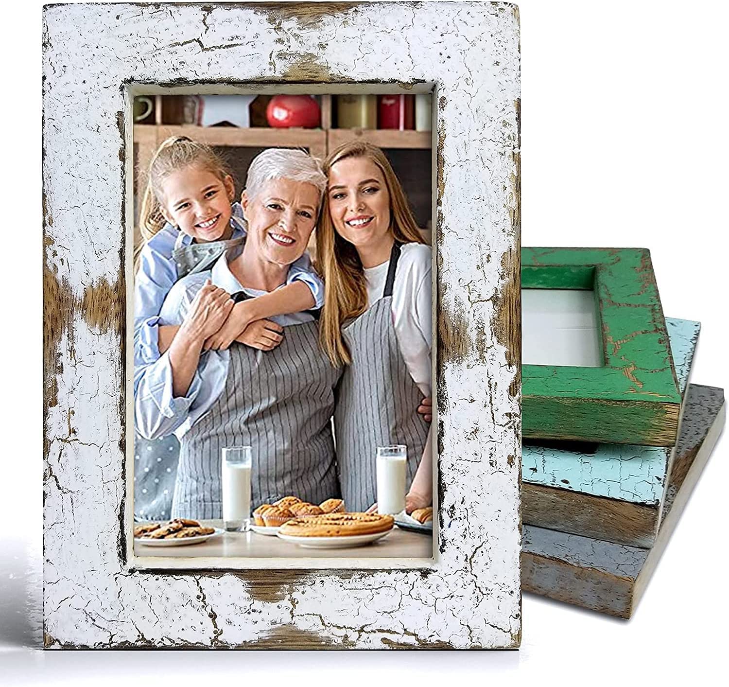 Rustic Farmhouse Picture Frames 5x7 - Distressed White Wood Photo Frame for Wall Decor | Perfect for Living Room, Bedroom & Wedding Photos