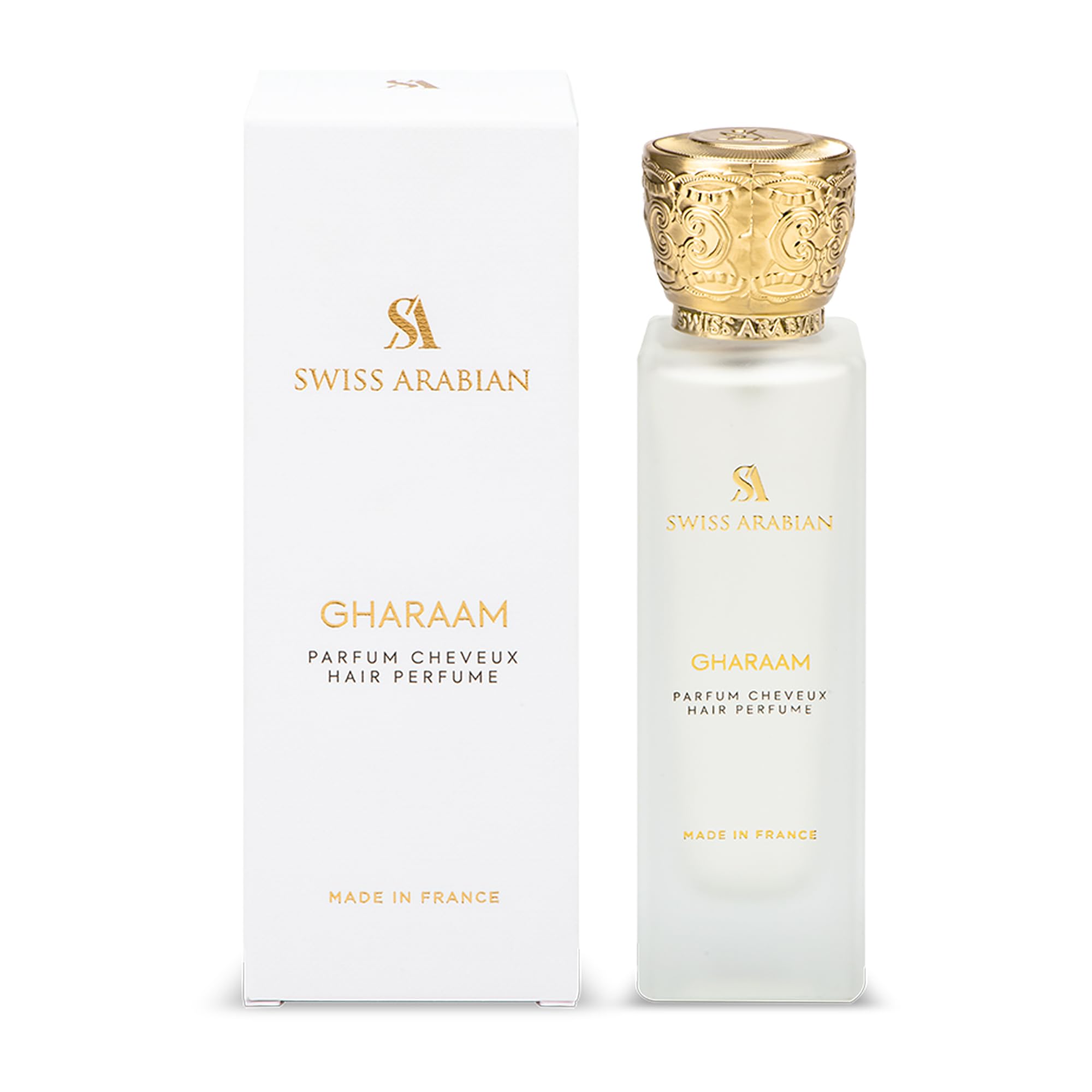 Swiss Arabian Gharaam Perfume for Women - Amber & Woody Scented Hair Mist with Vitamin E, Jasmine, Saffron & Resins - 1.7 oz Long-Lasting Fragrance - Perfect for Date Nights, Special Occasions & Daily Hair Care