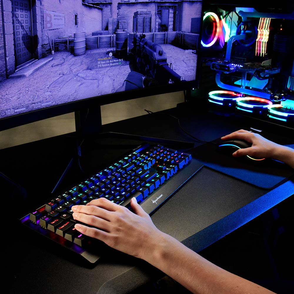 Sharkoon Skiller MECH SGK3 Mechanical Gaming Keyboard - RGB Backlit, Blue Switches, AZERTY Layout (French Software) - Perfect for PC Gaming, Typing & Office Work