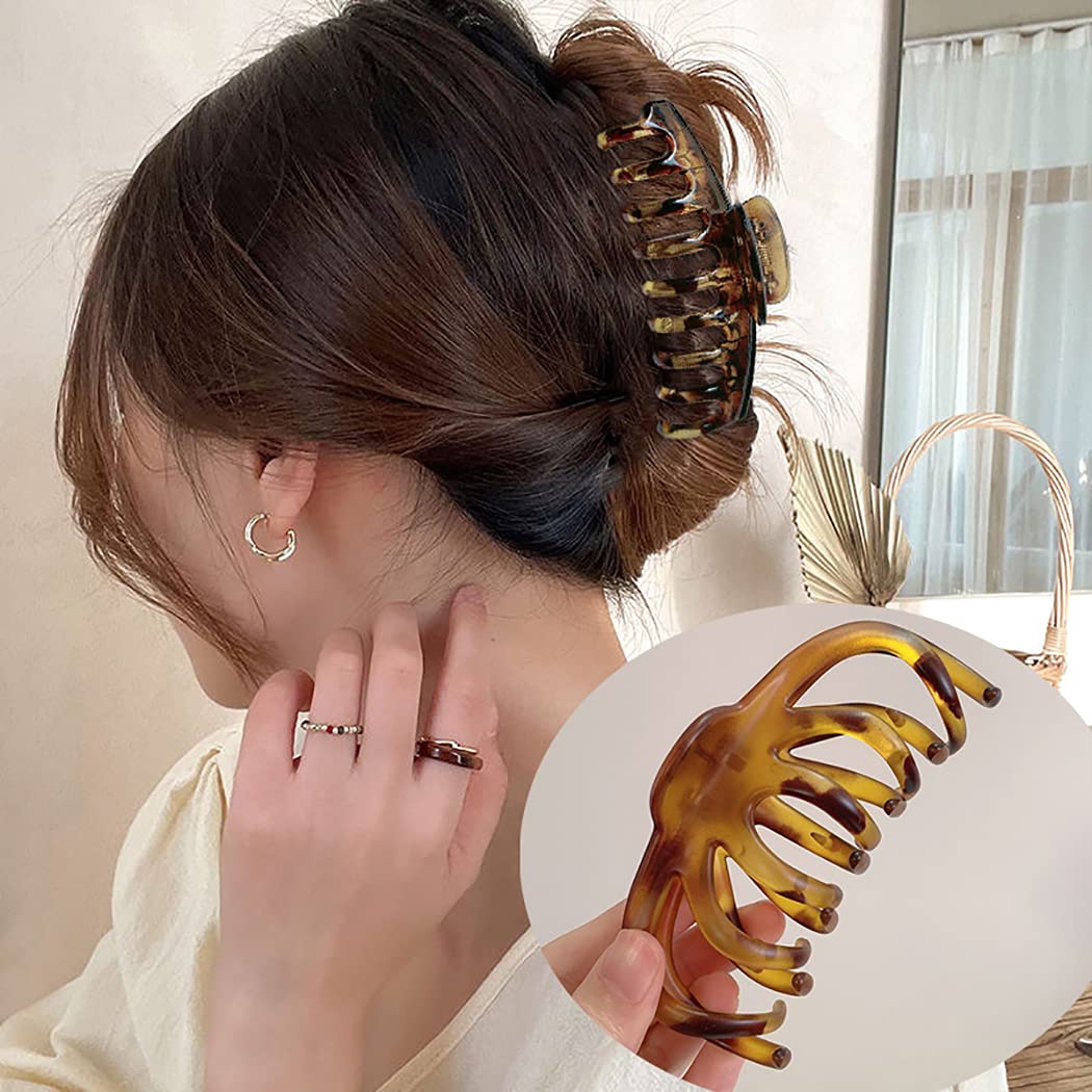 Vintage Hair Claw Clips 3PCS - Non-Slip Strong Hold Hair Barrettes with Interlocking Teeth for Women & Girls, Perfect for Shower, Styling and Everyday Use