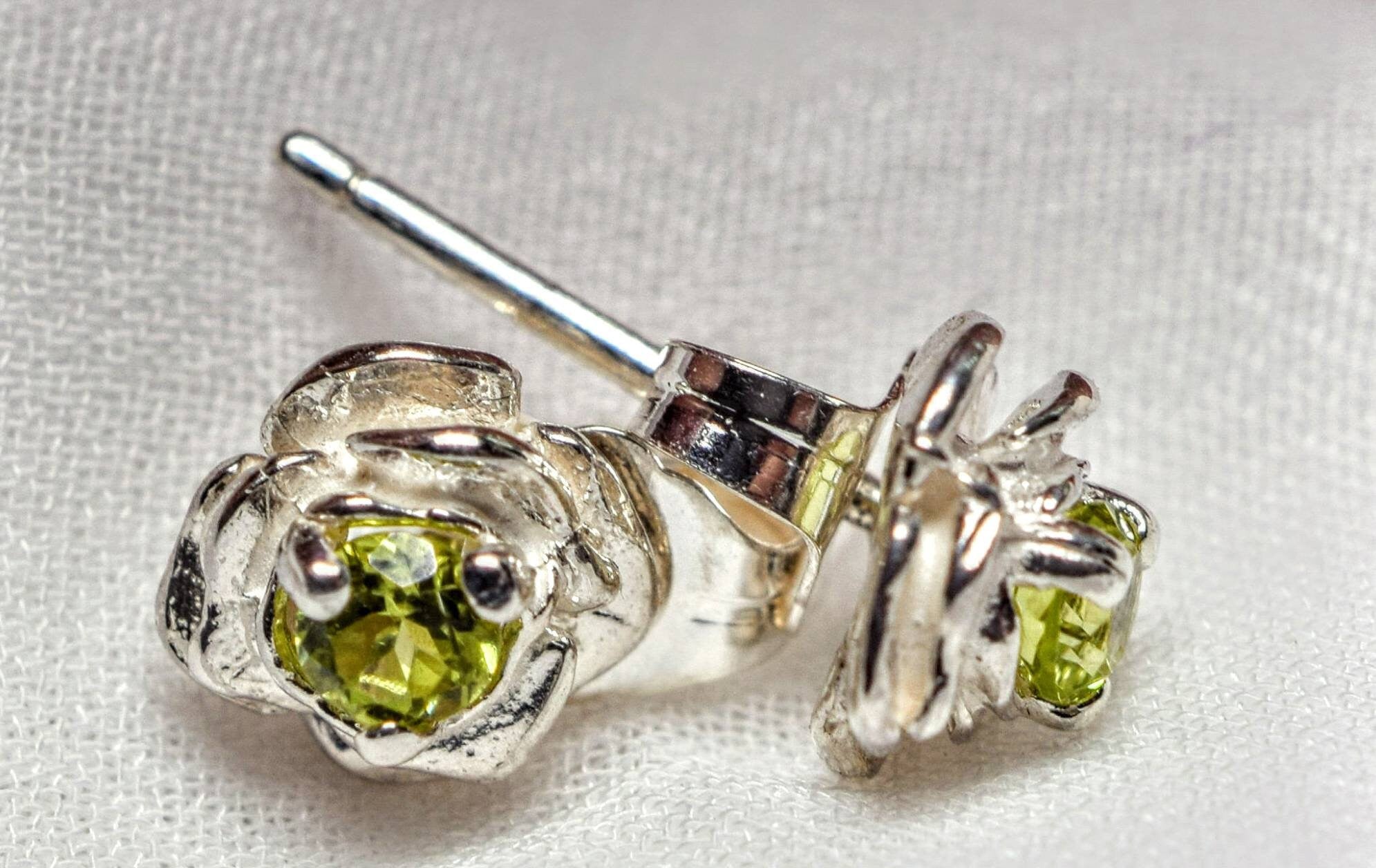 Genuine Solid Sterling Silver Rose Stud Earrings with Natural Sapphire, Ruby, Emerald Birthstones | Petite Jewelry for Women | Perfect Gift for Birthday, Anniversary & Special Occasions