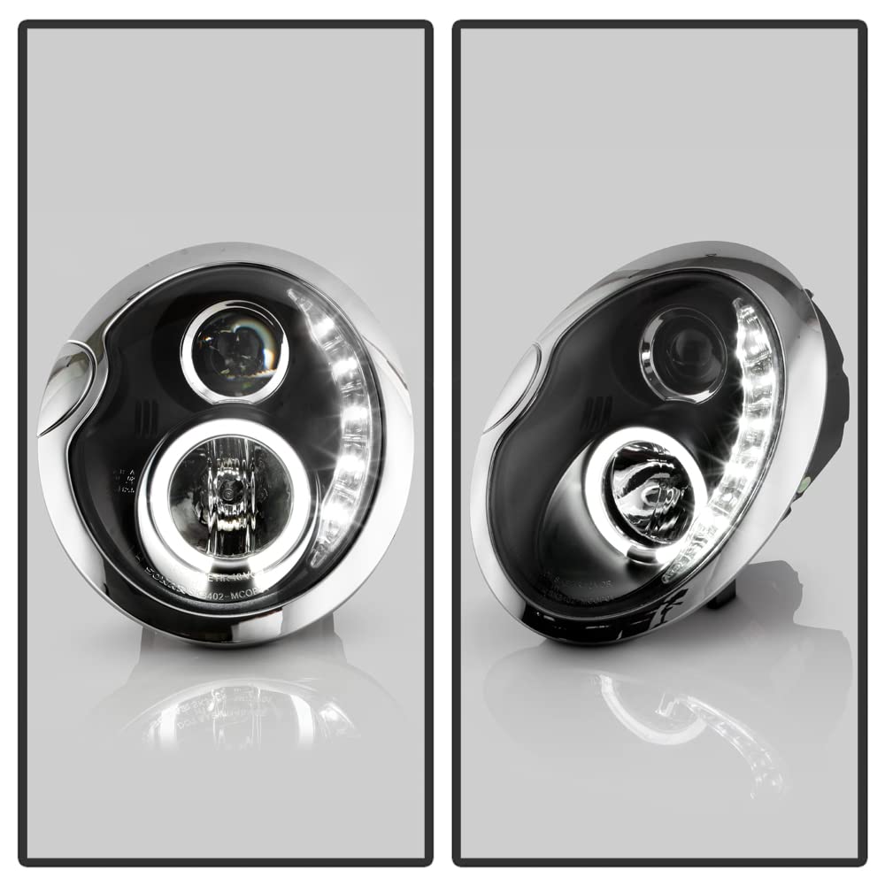 ACANII LED Projector Headlights for 2002-2006 Mini Cooper - Black DRL Headlamps Pair (Driver & Passenger Side) | Upgrade Your Car Lighting for Night Driving & Enhanced Style
