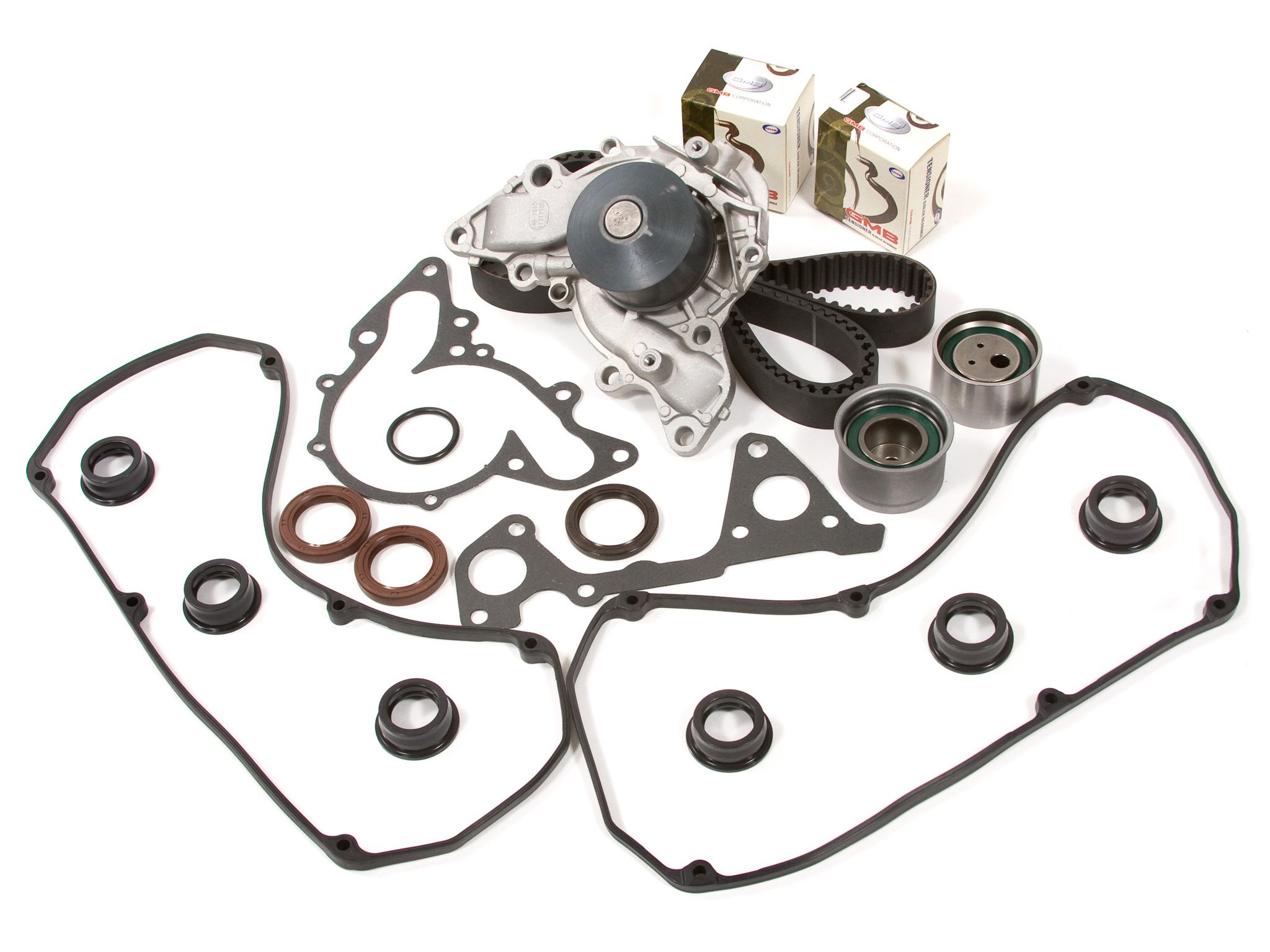 Evergreen TBK259VCT Timing Belt Kit for 1995-2005 Chrysler Dodge Mitsubishi 2.5L 3.0L SOHC 6G72 6G73 Engines - Includes Valve Cover Gasket & Water Pump - Perfect for Engine Maintenance & Performance Upgrades