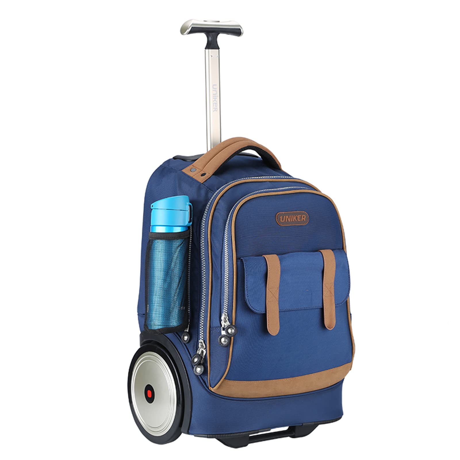 UNIKER 14 Inch Rolling Laptop Bag with Wheels - Wheeled Backpack for School, Business Travel & Commuting - Durable Carry-On Computer Briefcase for Men & Women (Blue) - Perfect for Airports, College Campus & Office Use