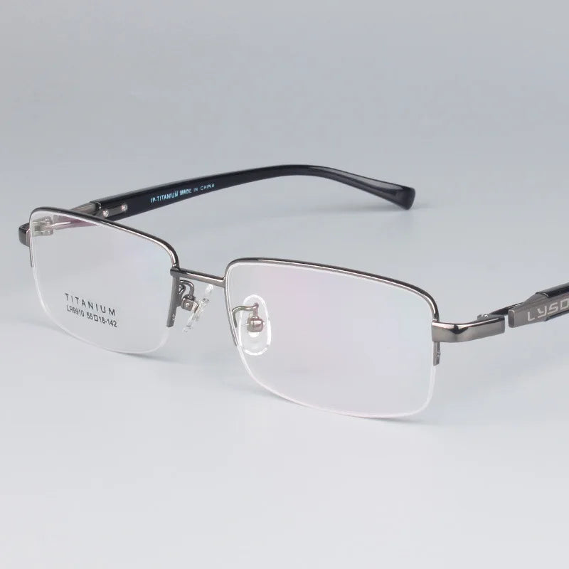 Bclear Men's Semi-Rimless Square Titanium Eyeglasses 59910 - Lightweight Durable Titanium Frame for Work, Reading & Everyday Wear