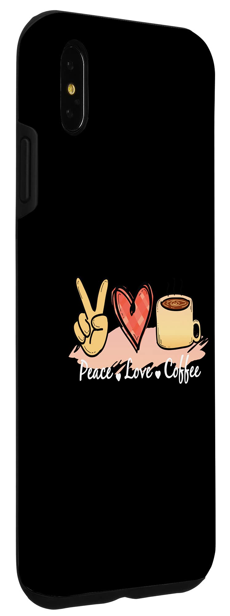 iPhone XS Max Case - Peace Love Coffee Graphic Design with Peace Sign & Heart for Coffee Lovers | Trendy Protective Phone Cover for Everyday Use, Work & Travel