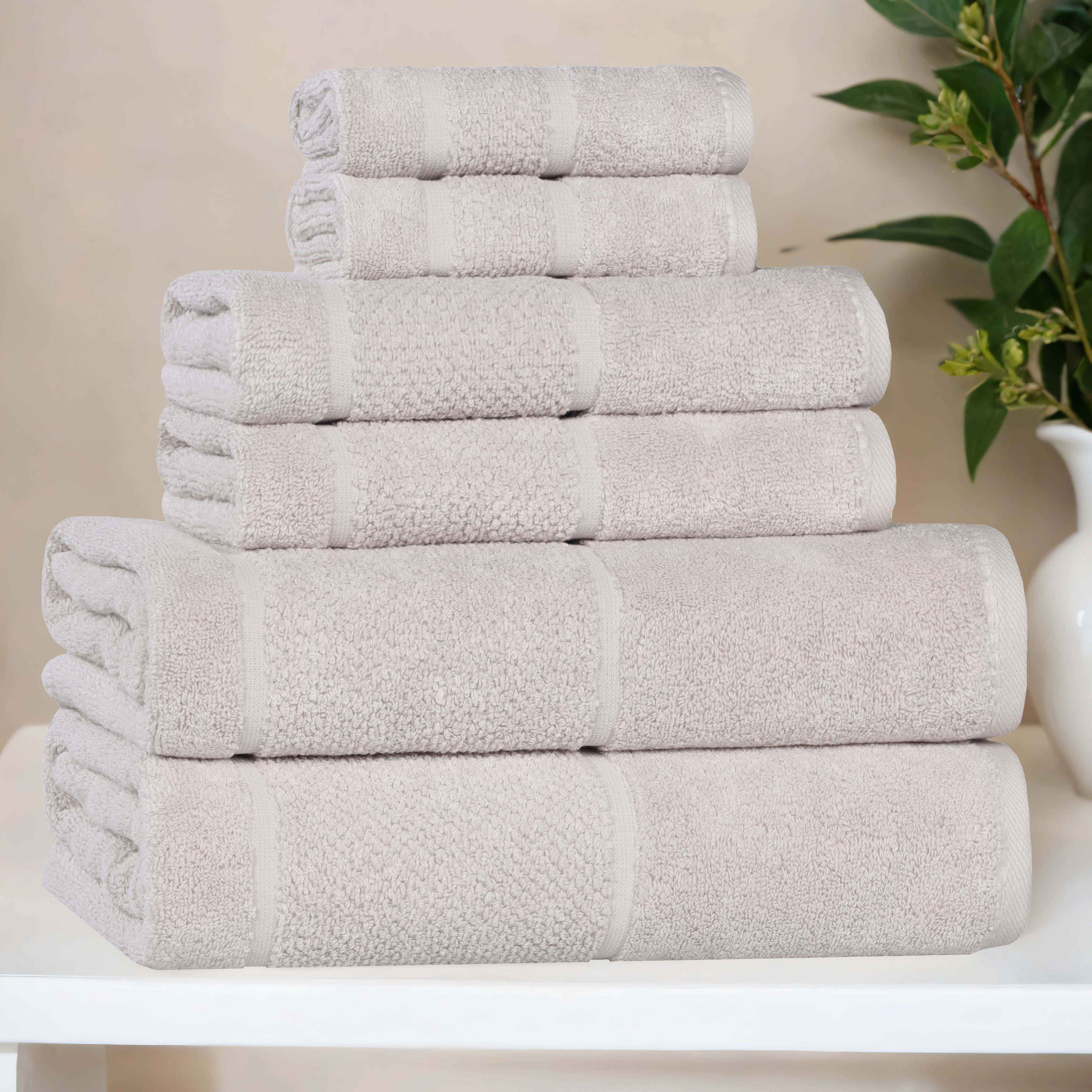 Premium 6-Piece Cotton Towel Set with Broad Border - Soft, Absorbent & Quick-Drying Bath Towels for Spa, Gym & Luxury Home Use