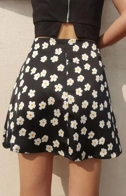 Women's High Waist Satin Printed A-Line Mini Skirt - Sexy Stretchy Party Skirt for Night Out, Club, Date Night & Summer Outfits
