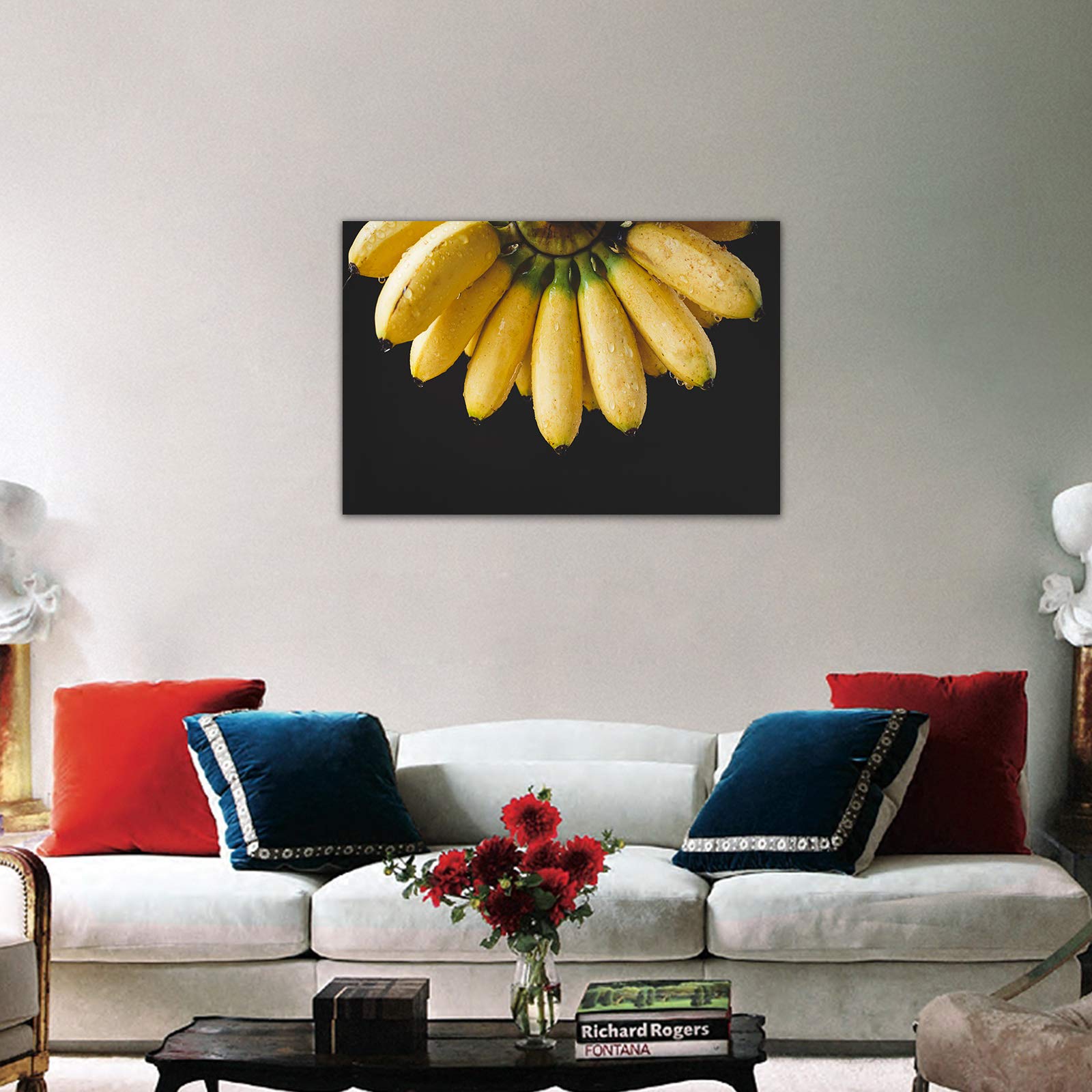 GUTTATY Banana Fruit Canvas Wall Art - 28x40 Inch Framed Kitchen Decor, Ready to Hang Painting for Dining Room, Restaurant & Home Decoration | Perfect for Farmhouse, Modern & Tropical Interior Design Styles