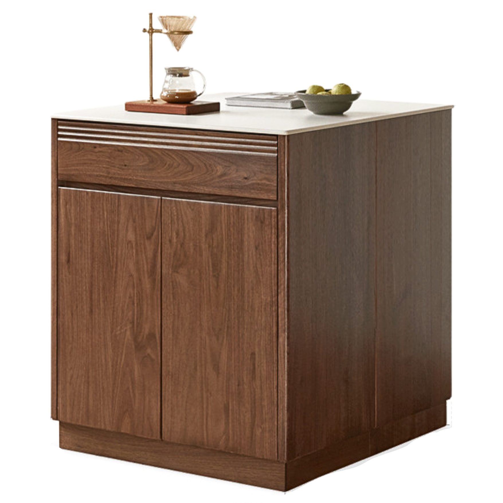 Solid Oak Wood Rock Plate Island - Multi-Functional Dining Sideboard for Kitchen, Dining Room & Living Room Storage
