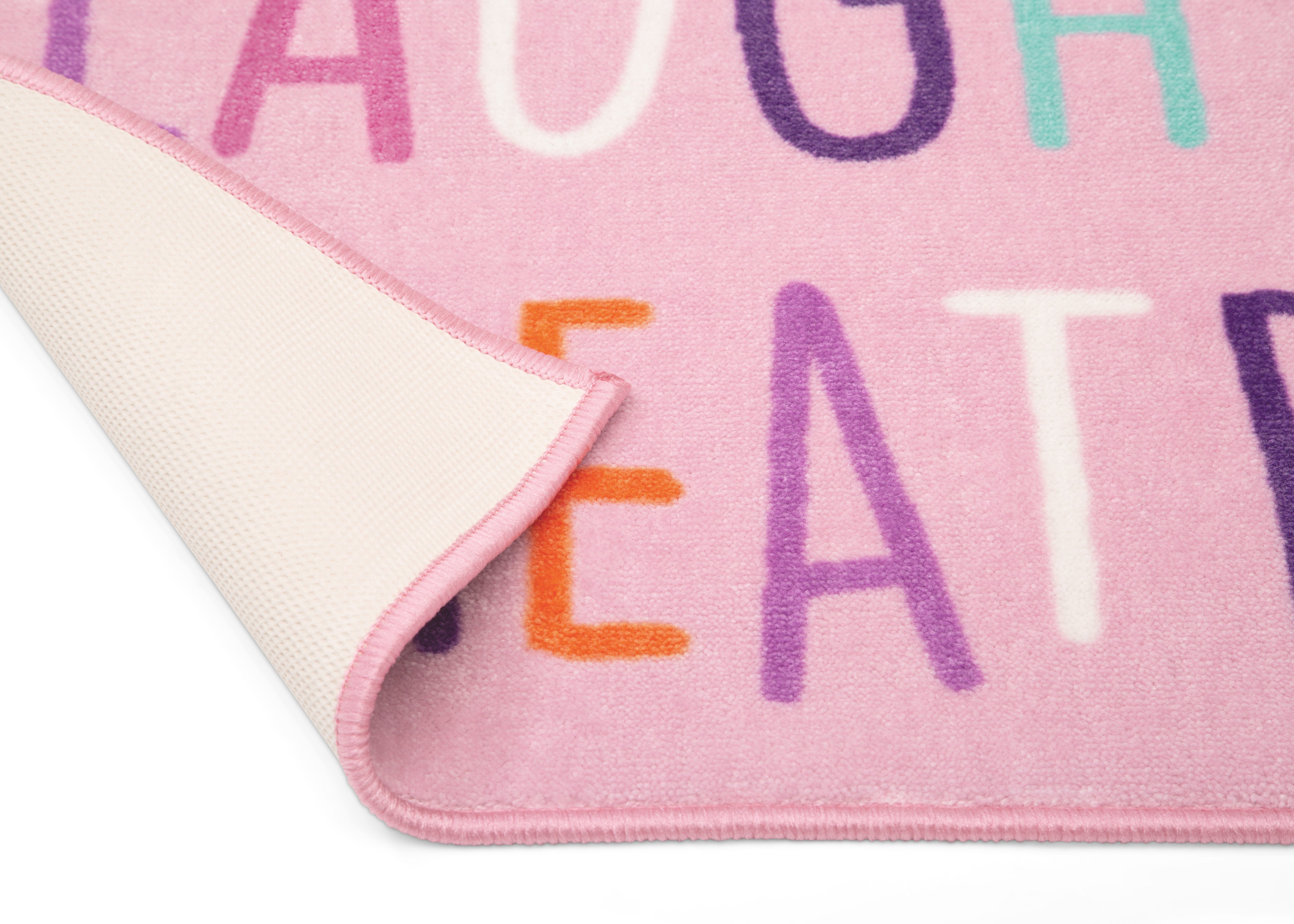 Kids Play Laugh Create Rectangle Area Rug 39x59 Inch - Soft Non-Slip Playmat for Nursery, Playroom & Bedroom