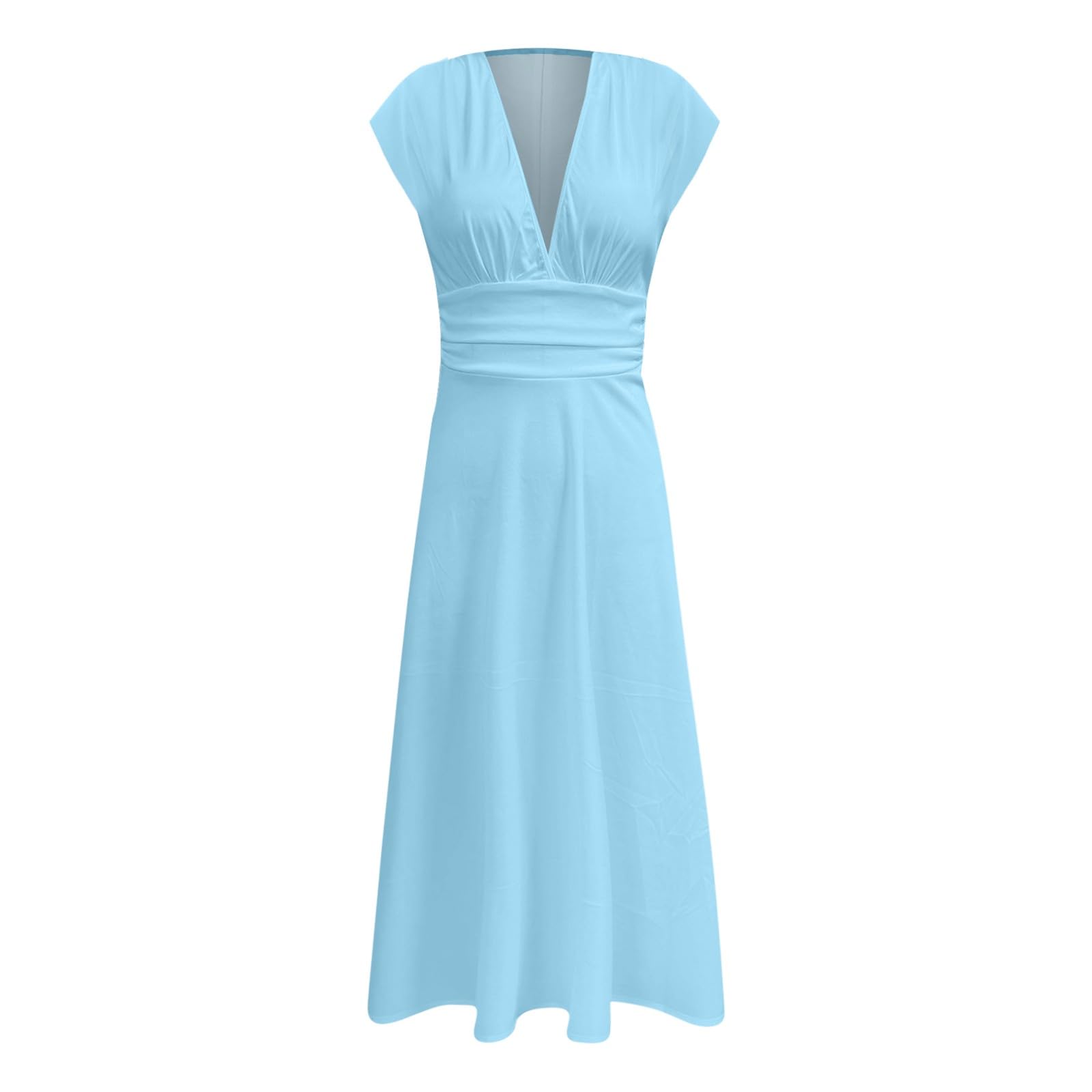 Women's Floral Chiffon Maxi Dress - Elegant V-Neck Ruffled Swing Dress with Short Sleeves for Casual Wear | Perfect for Summer Outings, Beach Vacations, and Date Nights