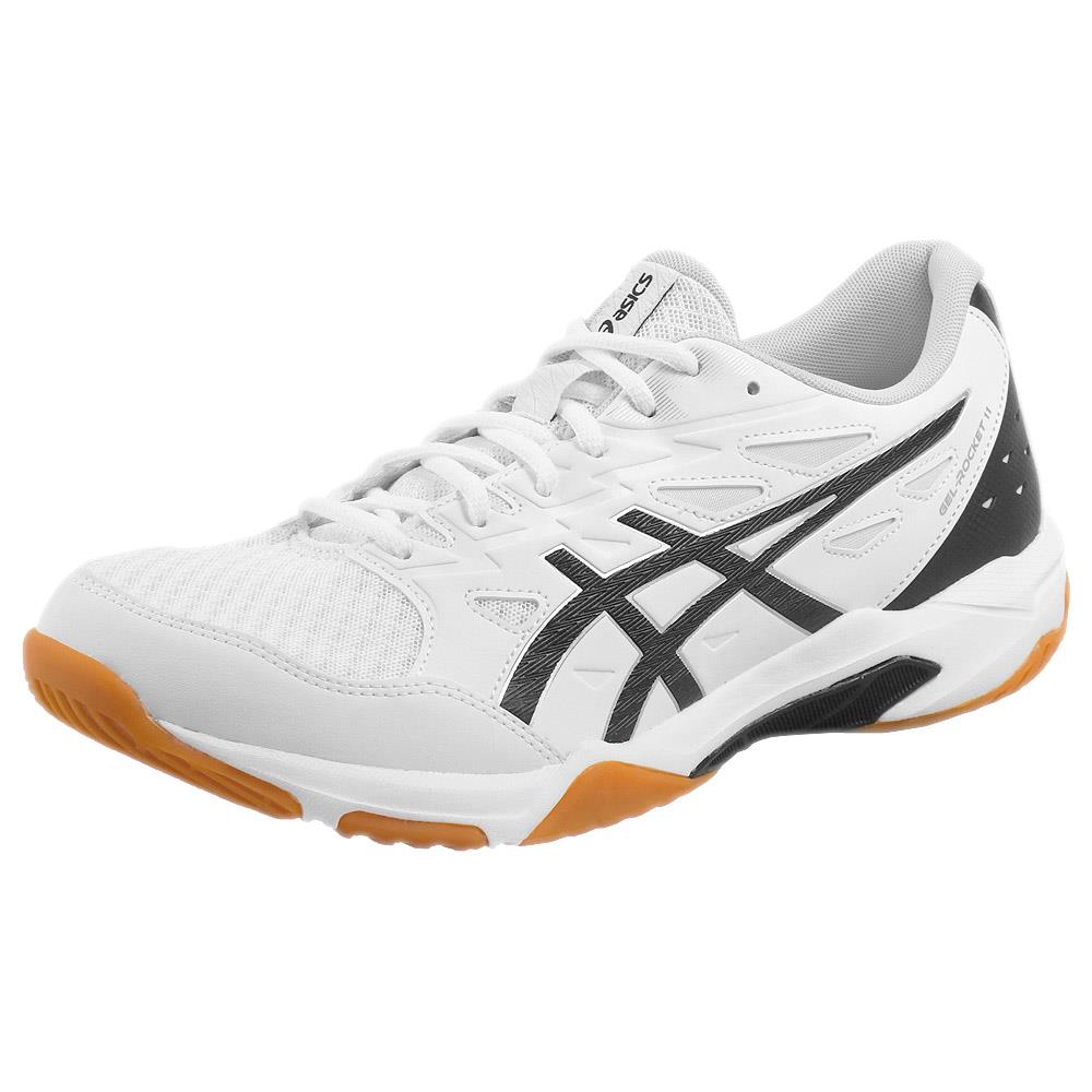 ASICS Men's Gel Rocket 11 Volleyball Shoes - White/Pure Silver - Lightweight Court Shoes for Indoor Sports & Gym Training