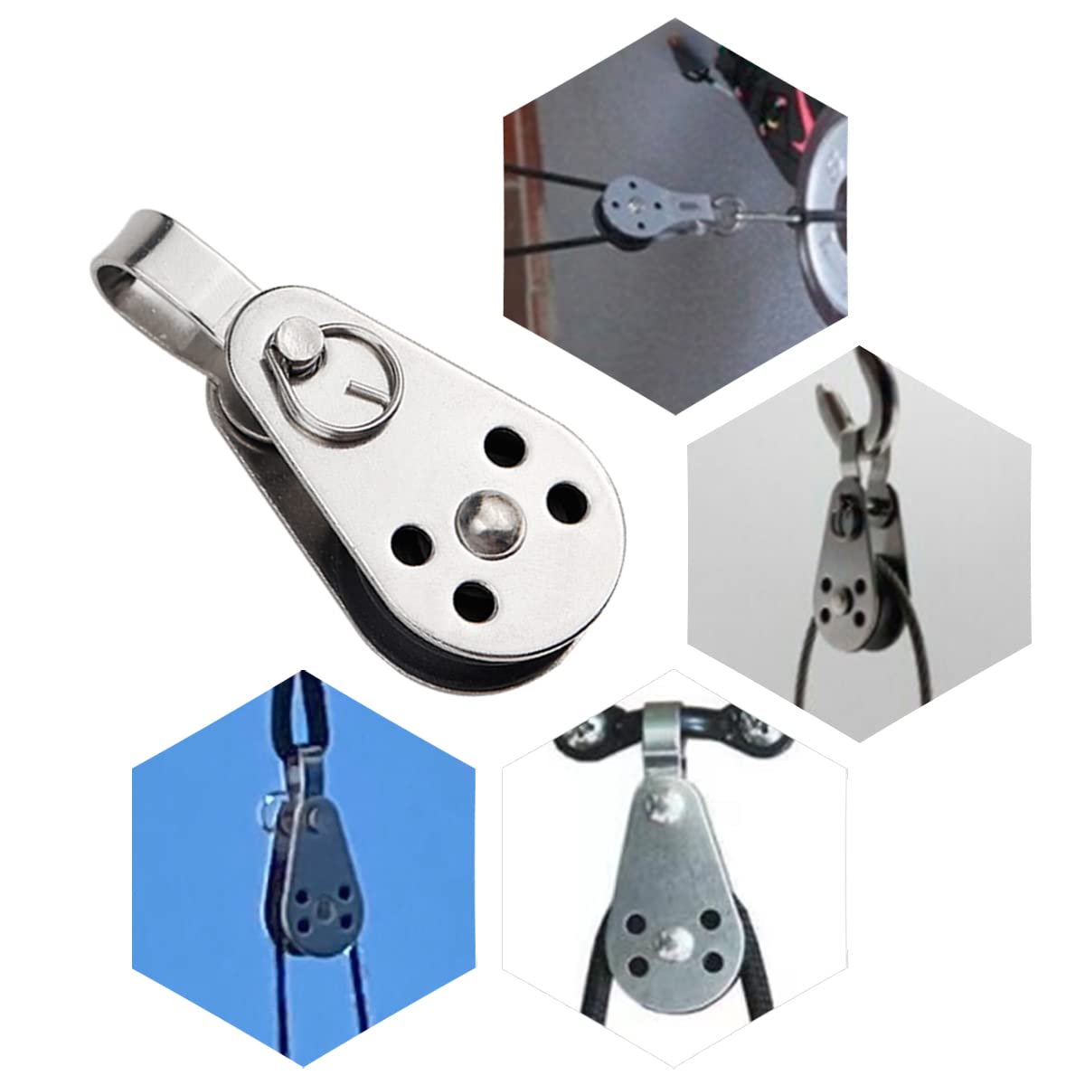 2 Pcs Stainless Steel Nylon Pulley - Silent Rotation Traction Wheel for Marine, Kayak, Boat, Gym Equipment & Clothesline | Heavy Duty Pulley System Accessories for Lifting, Sailing & Home Use