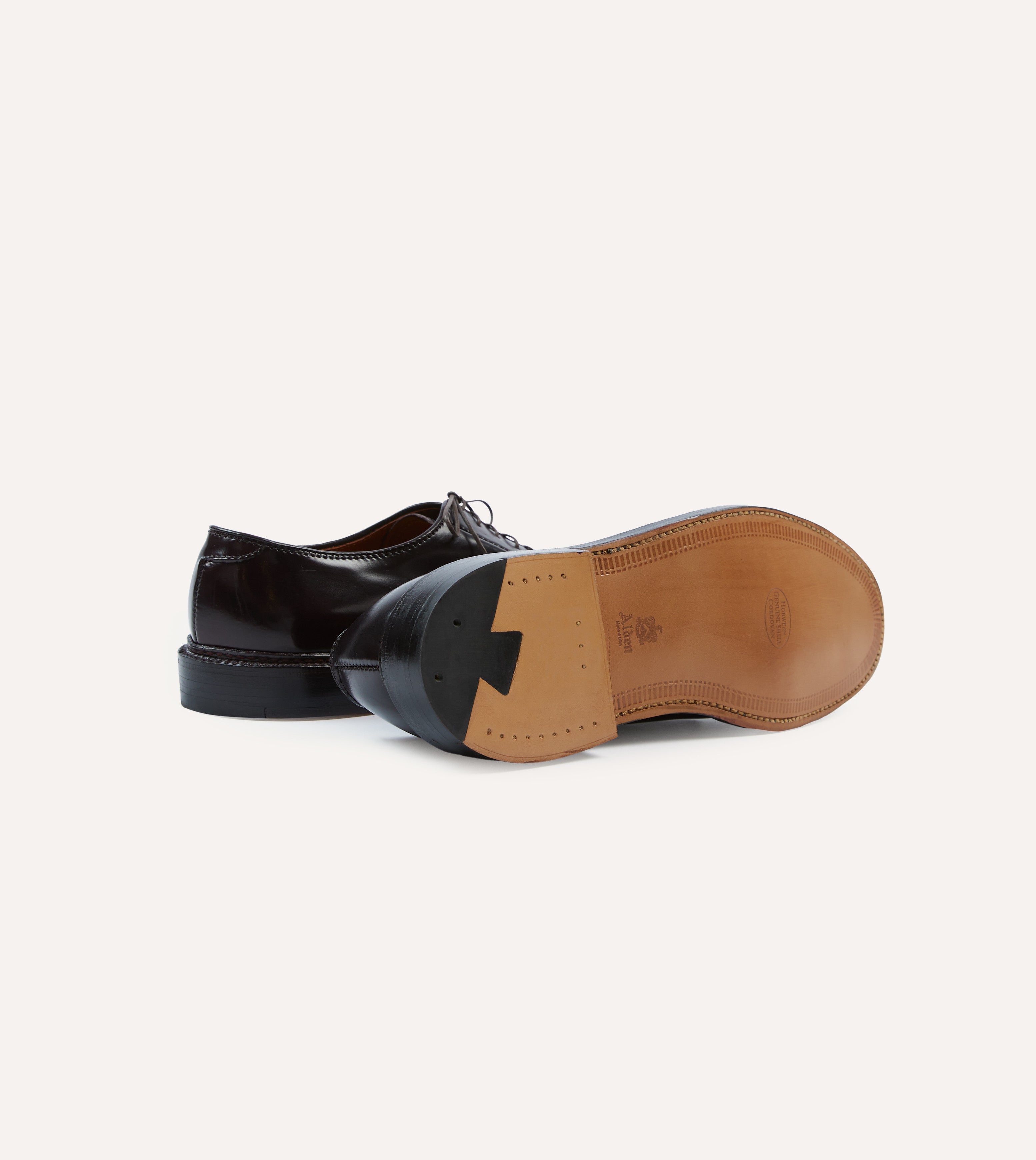 Premium Alden Colour 8 Shell Cordovan Plain Toe Blucher Men's Dress Shoes - Handcrafted in USA for Business, Formal & Special Occasions