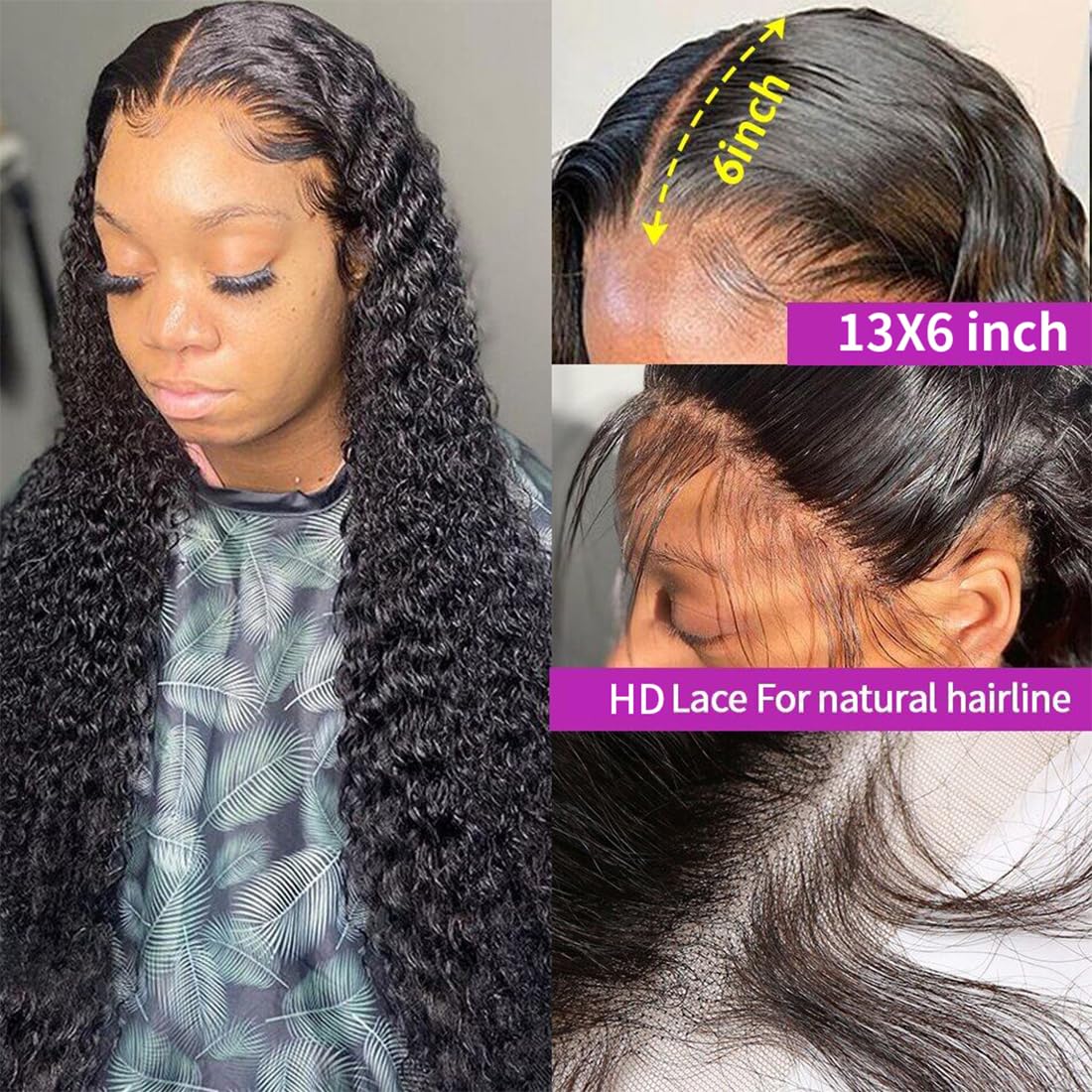 30 Inch 13x6 HD Lace Front Wig - 200% Density Mongolian Kinky Curly Human Hair Wig | Unprocessed Virgin Hair for Black Women | Full & Thick Natural Look | Perfect for Daily Wear, Parties & Special Occasions