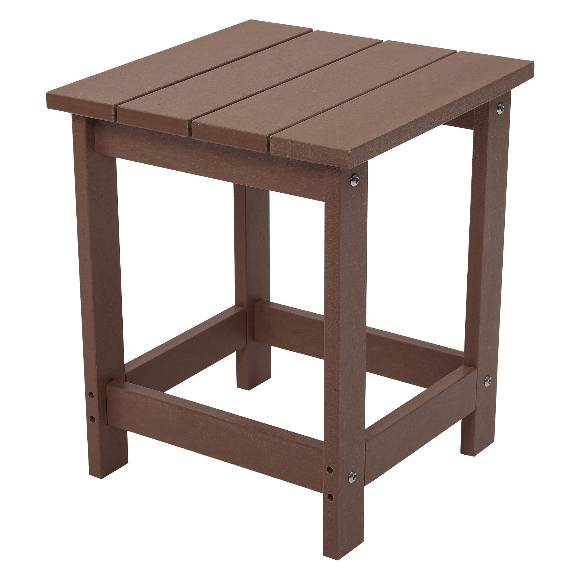 LZRS Adirondack Square Side Table - Durable HDPE Outdoor End Table for Patio, Backyard, Poolside | Weather-Resistant & Low Maintenance Brown Accent Table | Perfect for Outdoor Lounging, Pool Areas & Indoor Decor