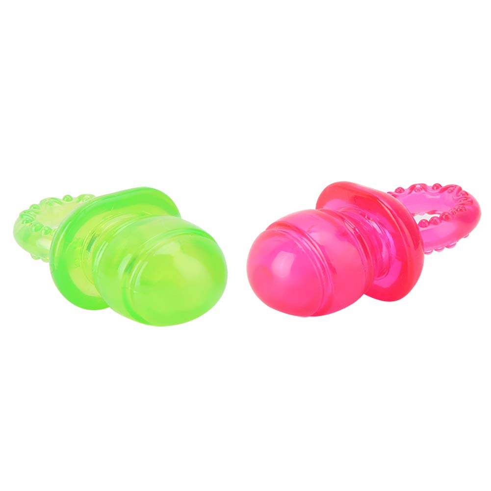 Jiawu Dog Pacifier Chew Toys - 2 Pack Puppy Teething Toys with Built-in Squeaker for Small & Medium Dogs - Red & Green for Teeth Cleaning, Anxiety Relief & Playtime Fun