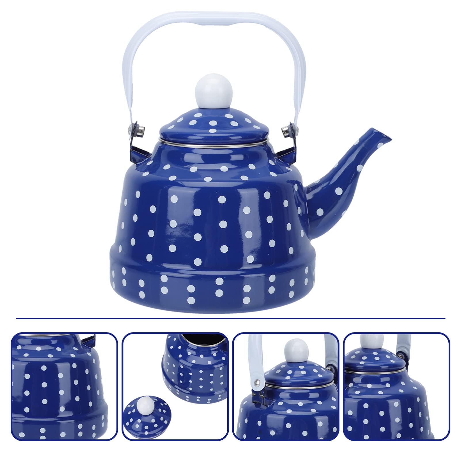 1Pc White Ceramic Enamel Tea Kettle with Handle - Stovetop Safe Teapot for Loose Leaf Tea, Stainless Steel Whistle - Perfect for Home, Office & Camping Use