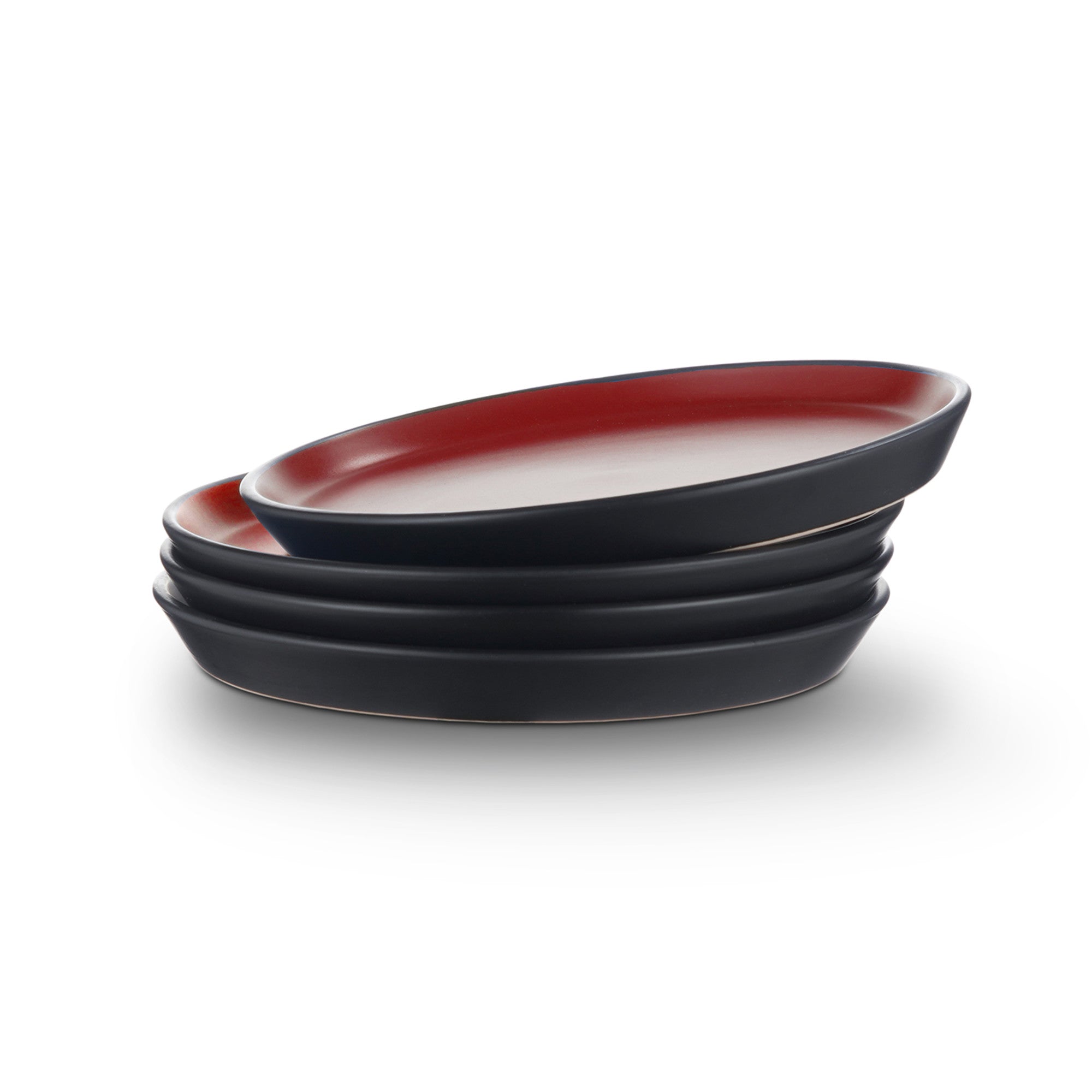 Albie Stoneware Salad Plate - Red and Black Ceramic Dinnerware for Restaurants, Home Dining & Party Serving | Durable & Stylish Dish Set for Everyday Meals & Special Occasions