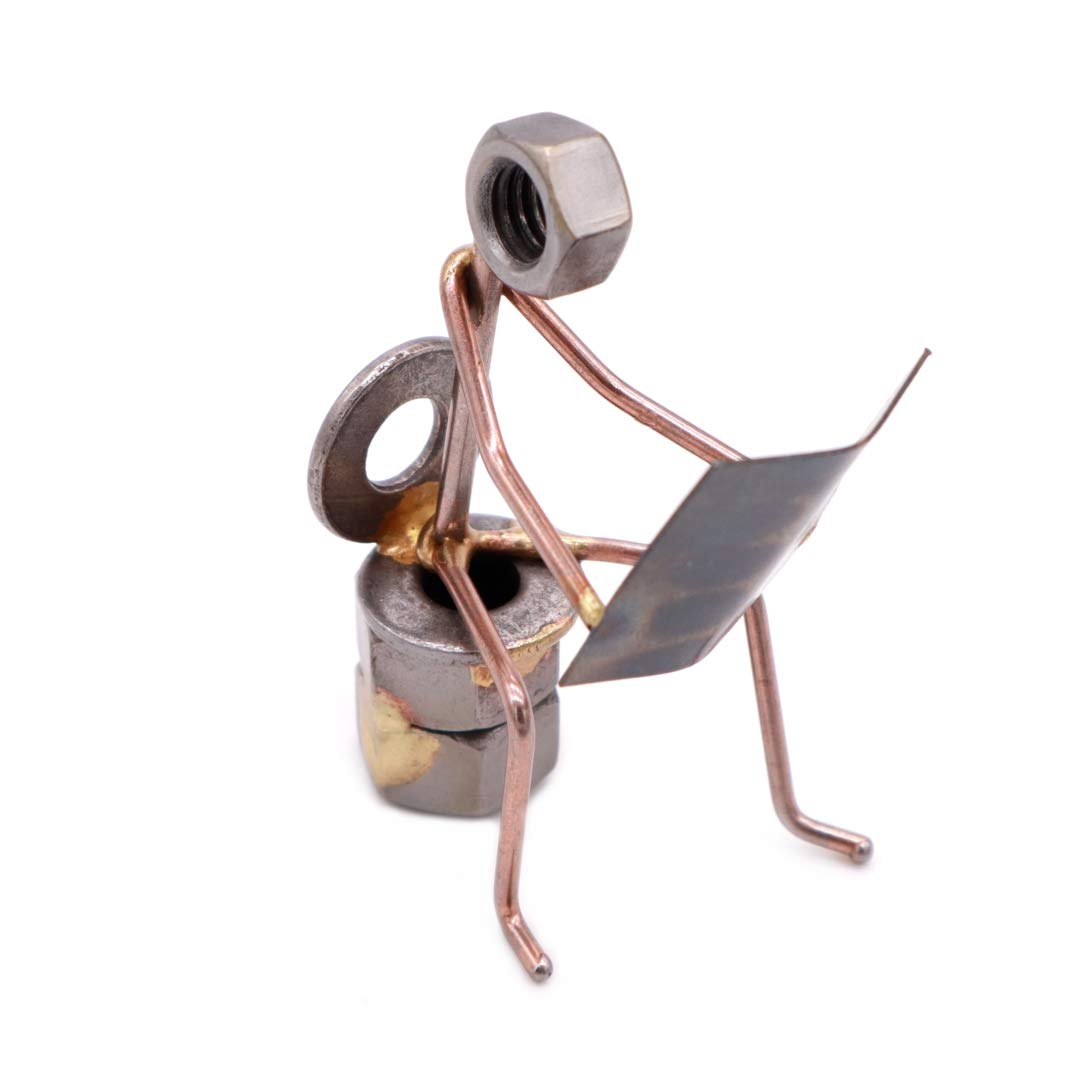 Handmade Metal Art Figurine - Unique Desk Accessory & Office Décor | Collector's Trophy, Boss Gift Idea | Perfect Plumber Gift & Bathroom Book Holder for Home & Office Use