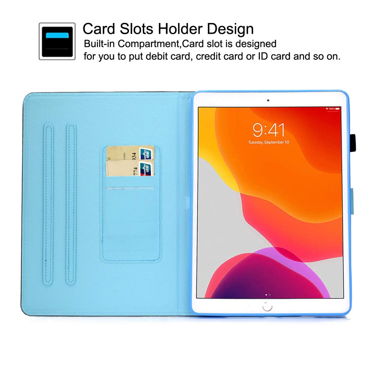 Premium Leather iPad 10.2 Case with Pencil Holder & Auto Sleep/Wake - Compatible with iPad 7th/8th/9th Gen, iPad Air 3 10.5 & iPad Pro 10.5