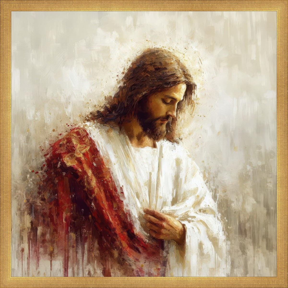 Jesus Christ in Red Robes - Religious Wall Art for Home & Church Decor - Perfect for Prayer Rooms, Sunday Schools & Christian Gifts