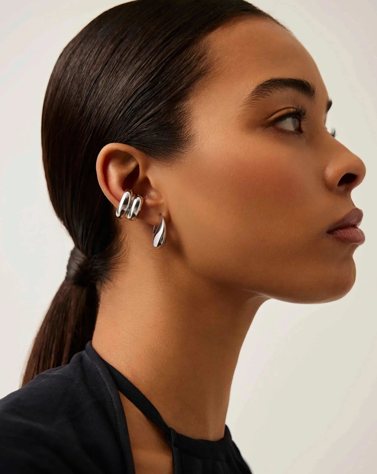Stylish Silver Plated Sculptural Chubby Double Ear Cuff for Women | Trendy Boho Ear Cuff Jewelry | Perfect for Parties, Weddings & Everyday Wear