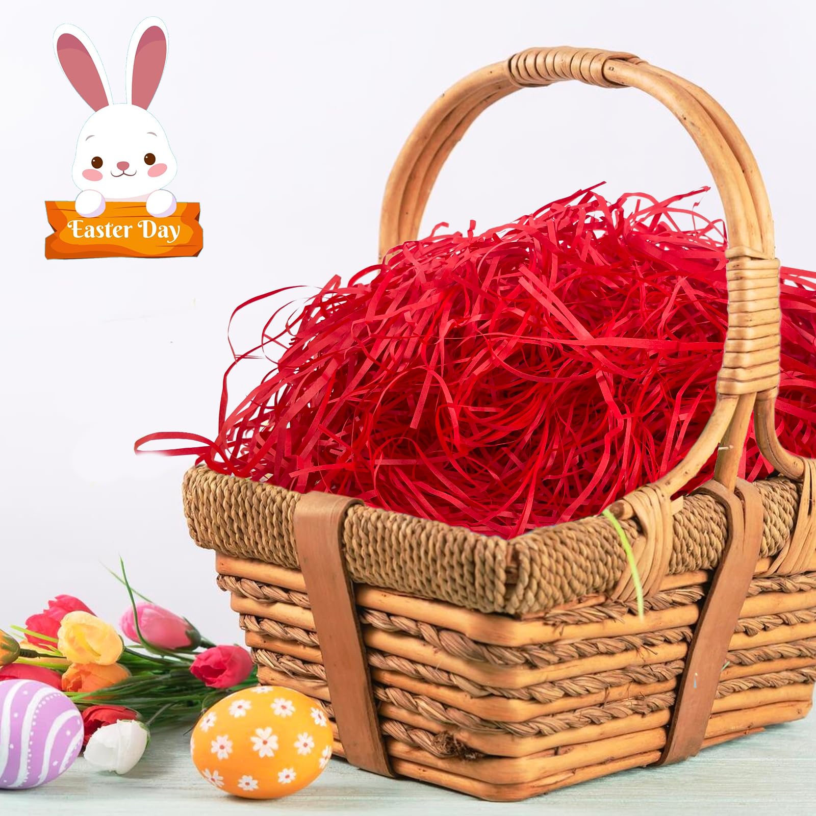 Eco-Friendly 10.5oz (300g) Recyclable Raffia Paper Shreds - Bulk Easter Basket Grass Filler for DIY Crafts, Party Decorations & Spring Celebrations