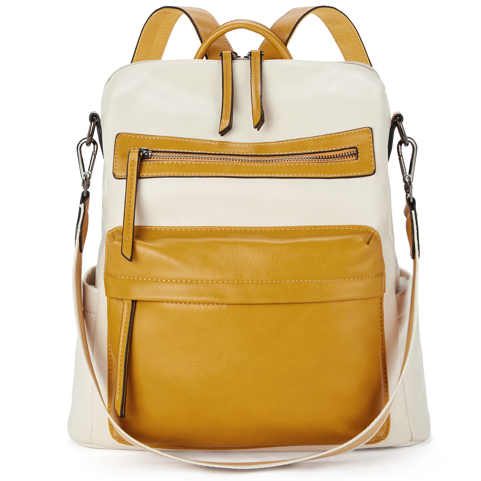 BROMEN Women's Fashion Leather Backpack Purse - Large Designer Travel Shoulder Bag for Work, Commute & Weekend Getaways