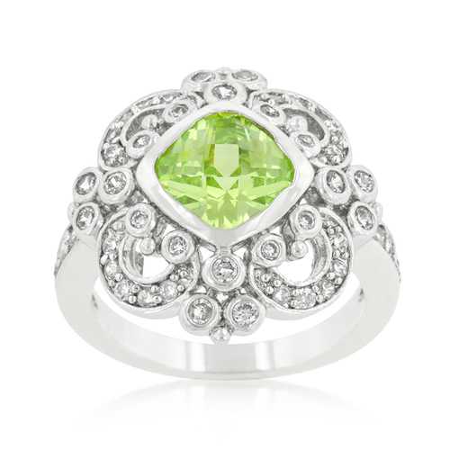 Exquisite Peridot Crest Ring for Women - Vintage Green Gemstone Jewelry - Perfect for Weddings, Parties & Special Occasions