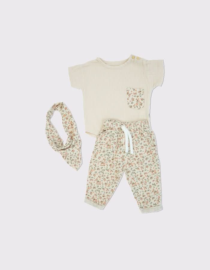 Organic Cotton Muslin Baby T-Shirt, Pants & Swaddle 3-Piece Set - Soft & Breathable for Newborns & Infants - Perfect for Playtime, Naptime & On-the-Go Comfort