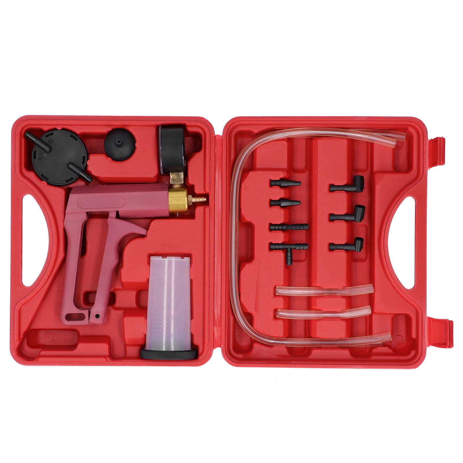 Ymiko Handheld Vacuum Pressure Pump Tester Kit - Professional Brake Bleeder Tool with Multiple Adapters & Connectors | Includes Portable Toolbox | Perfect for Automotive Repair, HVAC System Testing & Industrial Maintenance