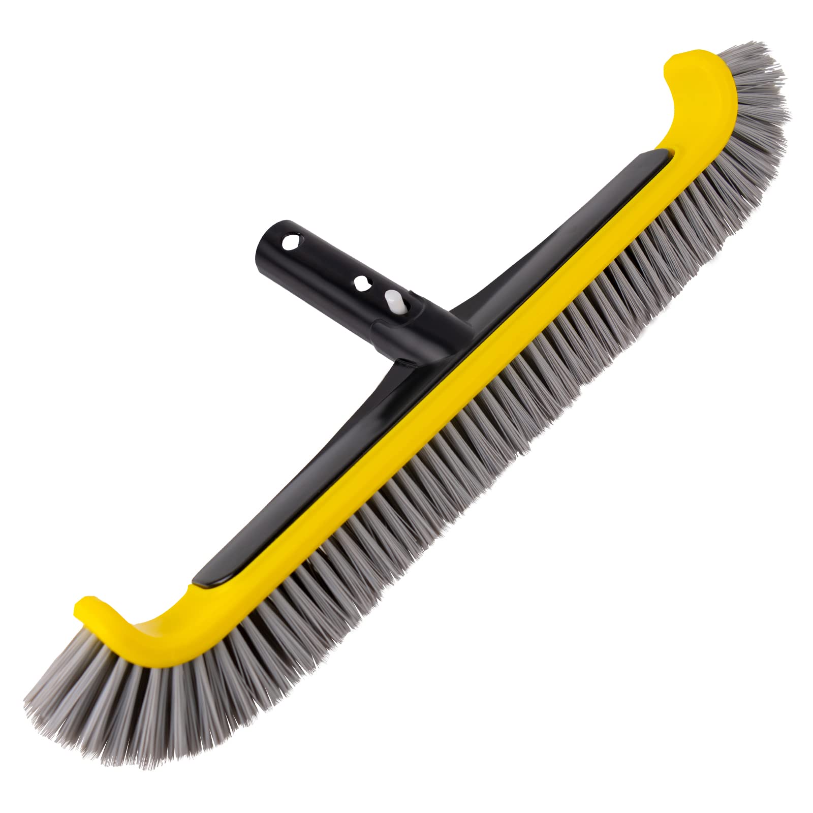 Heavy Duty Pool Brush with Aluminum Handle & Nylon Bristles - EZ Clip Design for Cleaning Pool Walls, Steps, Corners & Inground Pools - Perfect for Weekly Maintenance and Deep Cleaning