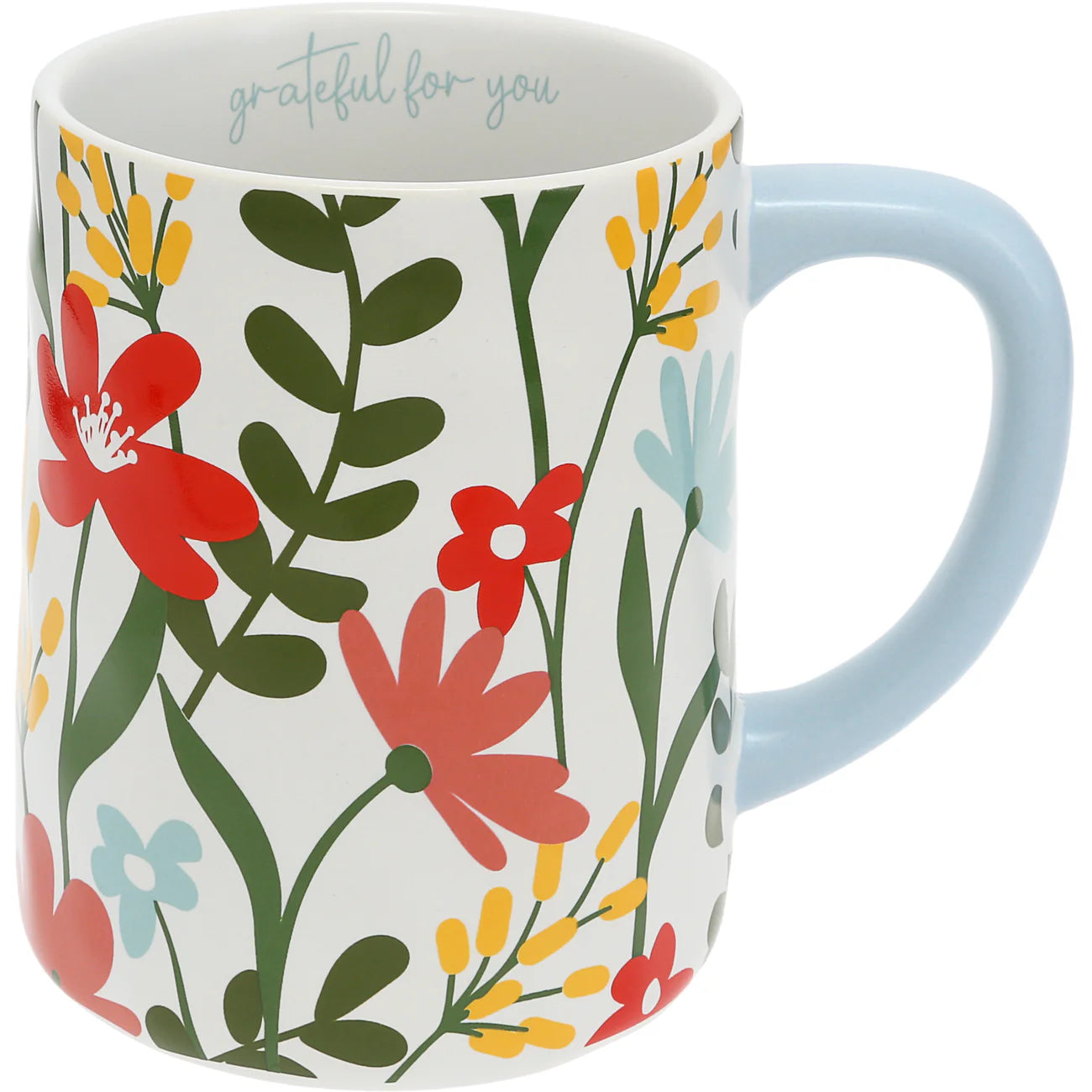 Grateful For You Floral Mug - Elegant Ceramic Coffee Cup with Beautiful Flower Design - Perfect for Tea, Coffee, Hot Chocolate & Gift Giving