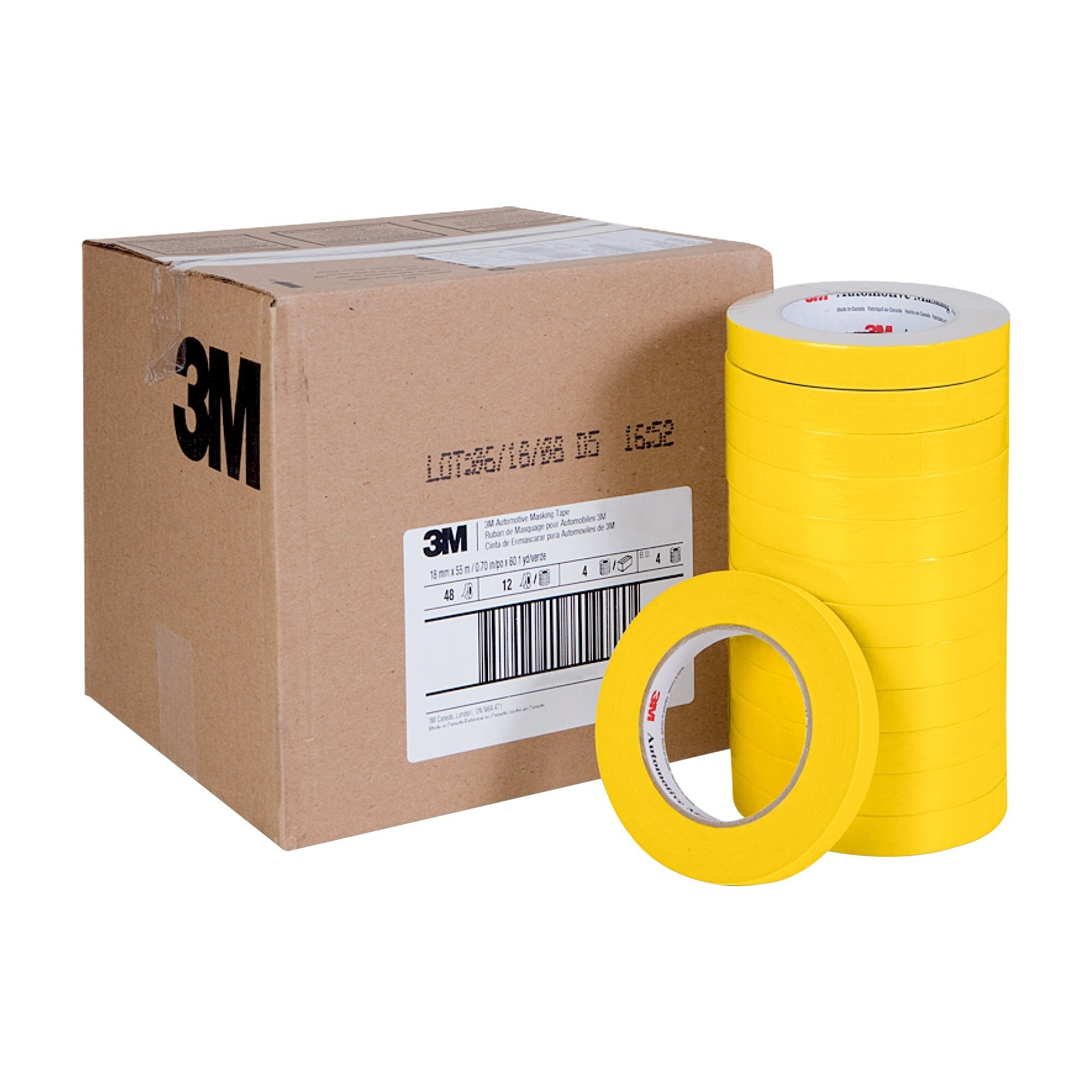 3M Automotive Refinish Masking Tape 06652 - 18mm x 55m High-Performance Paint Protection Tape for Car Bodywork & Detailing - Perfect for Auto Repair, DIY Projects & Professional Painting