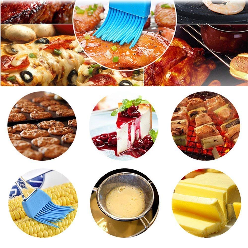 KitchenFest® Silicone Pastry Brush - Heat-Resistant Basting Brush for BBQ, Grilling, Baking Cakes & Pastries - Oil, Butter, Sauce & Marinade Applicator - Multi-Color Kitchen Baking Tool (Great for Basting Meats, Glazing Desserts & Applying Sauces)