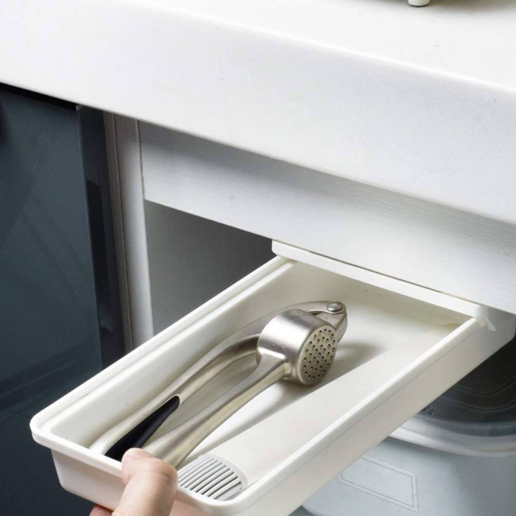 DOITOOL Under Desk Storage Drawer - Hidden Pencil Tray Organizer with Cover, White Mini Office Desk Drawer for Stationery, Laptop Accessories & Supplies | Perfect for Home Office, Study Desk & Workspace Organization