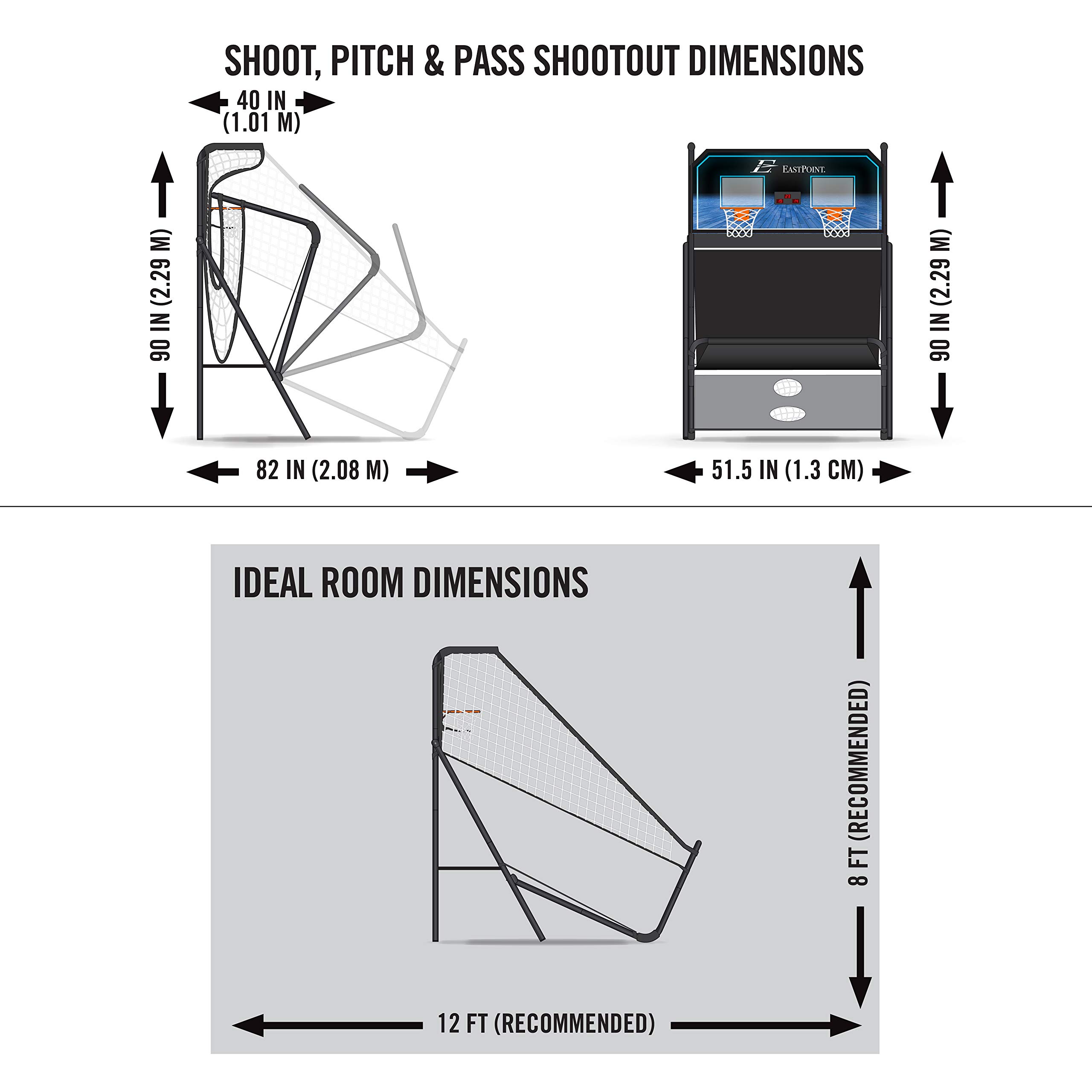 EastPoint Sports 3-in-1 Indoor Basketball Hoop, Football & Baseball Pitch Gaming Center - Multi-Sport Arcade Machine for Home, Game Room & Kids Playroom - Perfect for Family Fun & Indoor Sports Training