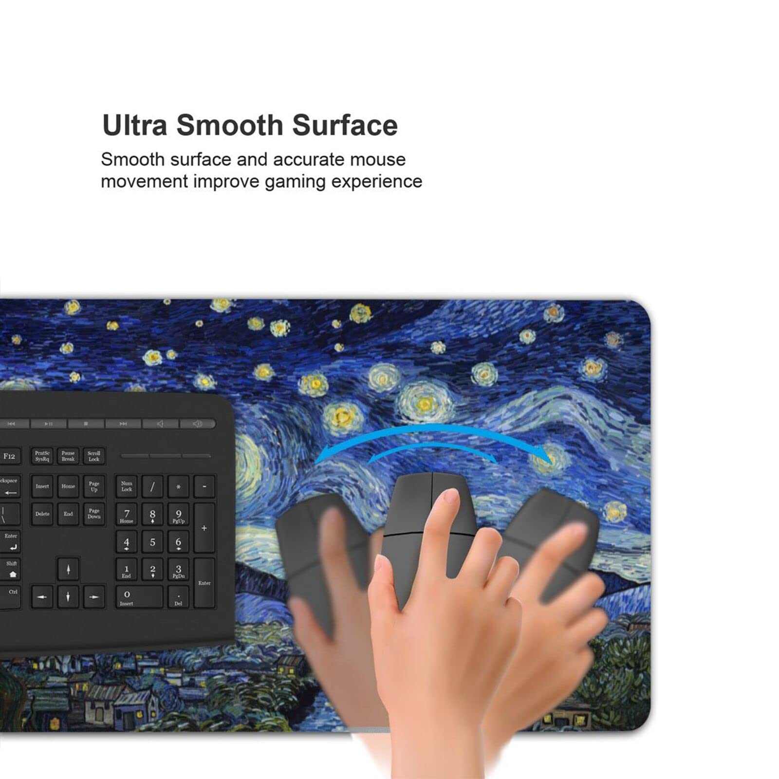Extended Gaming Mouse Pad - Non-Slip Waterproof Office Desk Mat with Easy Clean Surface | Starry Night Design | Perfect for PC Gaming, Work & Study Setup