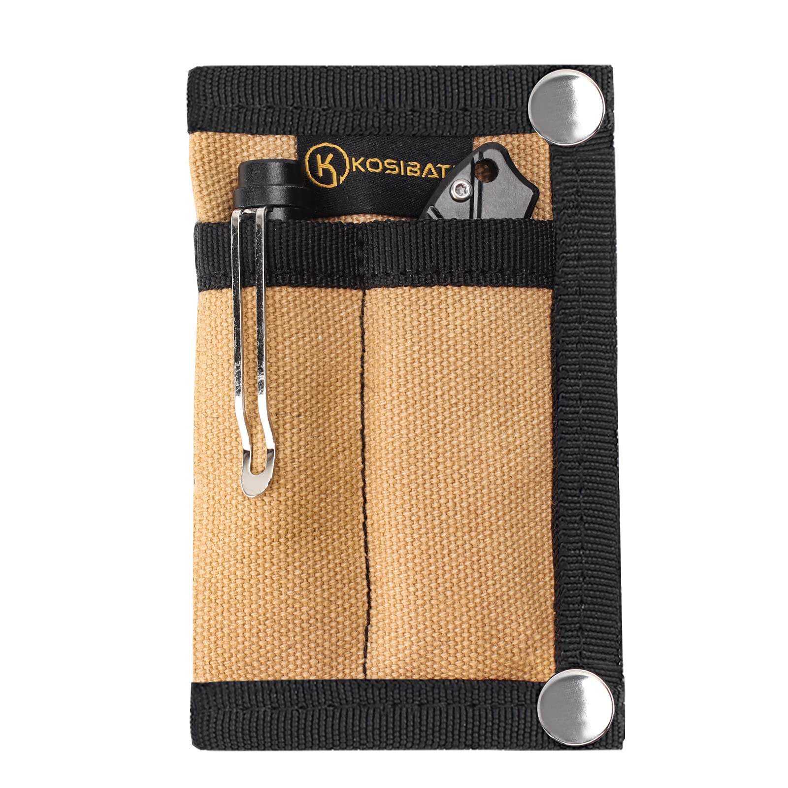 Kosibate EDC Pouch Organizer - Compact Tactical Gear Storage for Knife, Flashlight, Pen & Cards - Slim Pocket Carry Pouch for Men (Black) - Perfect for Outdoor, Hiking, Camping & Everyday Essentials