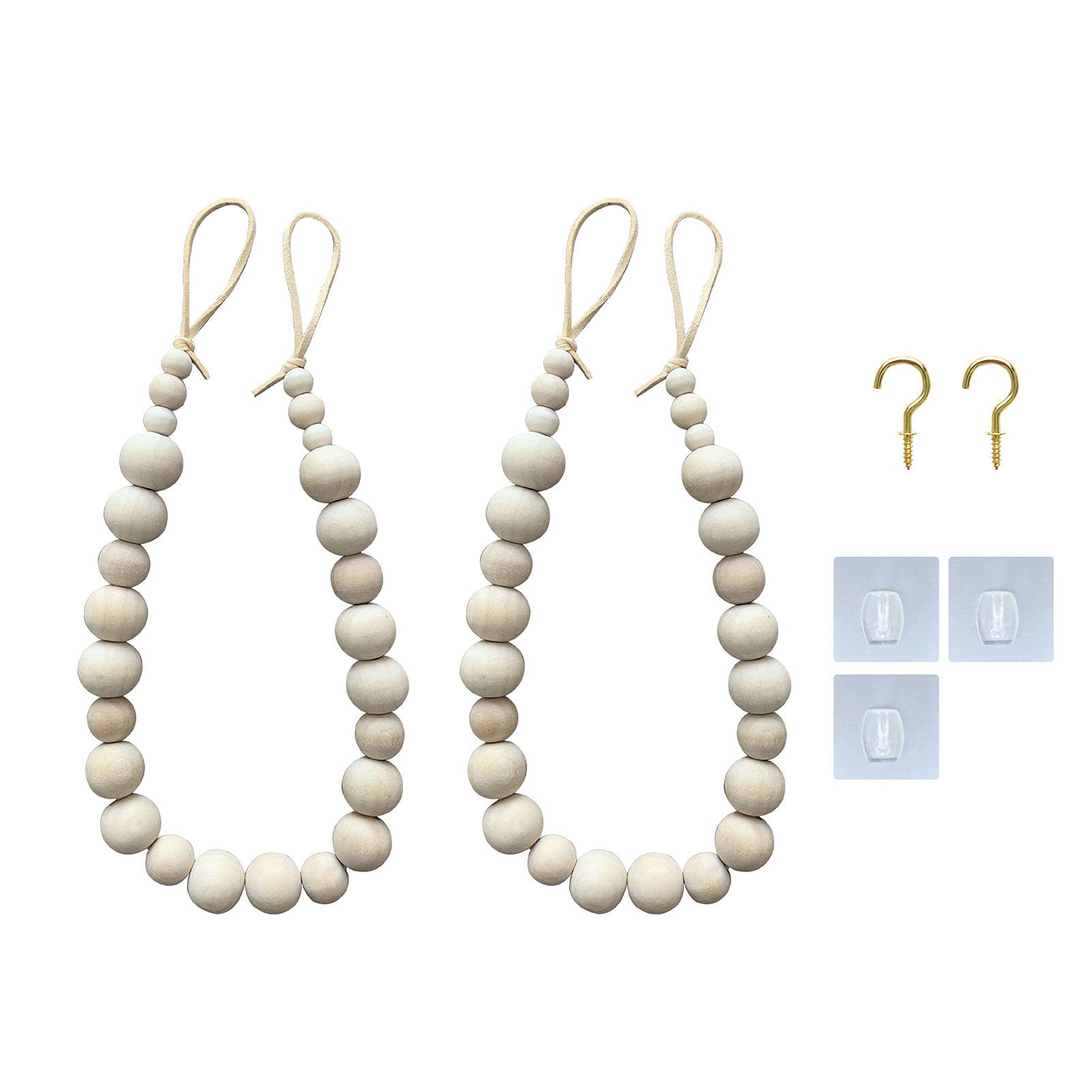 Elegant Wooden Bead Curtain Tie Backs - Modern Window Drapery Holders for Home Decor | Perfect for Living Room, Bedroom & Dorm Room Window Treatments