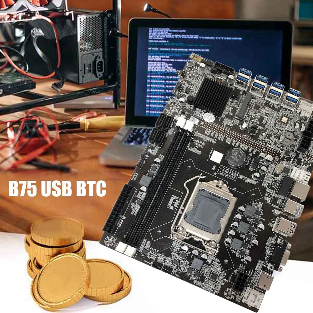 Cusstally 2x B75 ETH 8XPCIE Mining Motherboard with USB, Intel G1620 Processor, Thermal Grease & Pad, SATA & Switch Cables - Perfect for Cryptocurrency Mining Rigs & DIY PC Builds