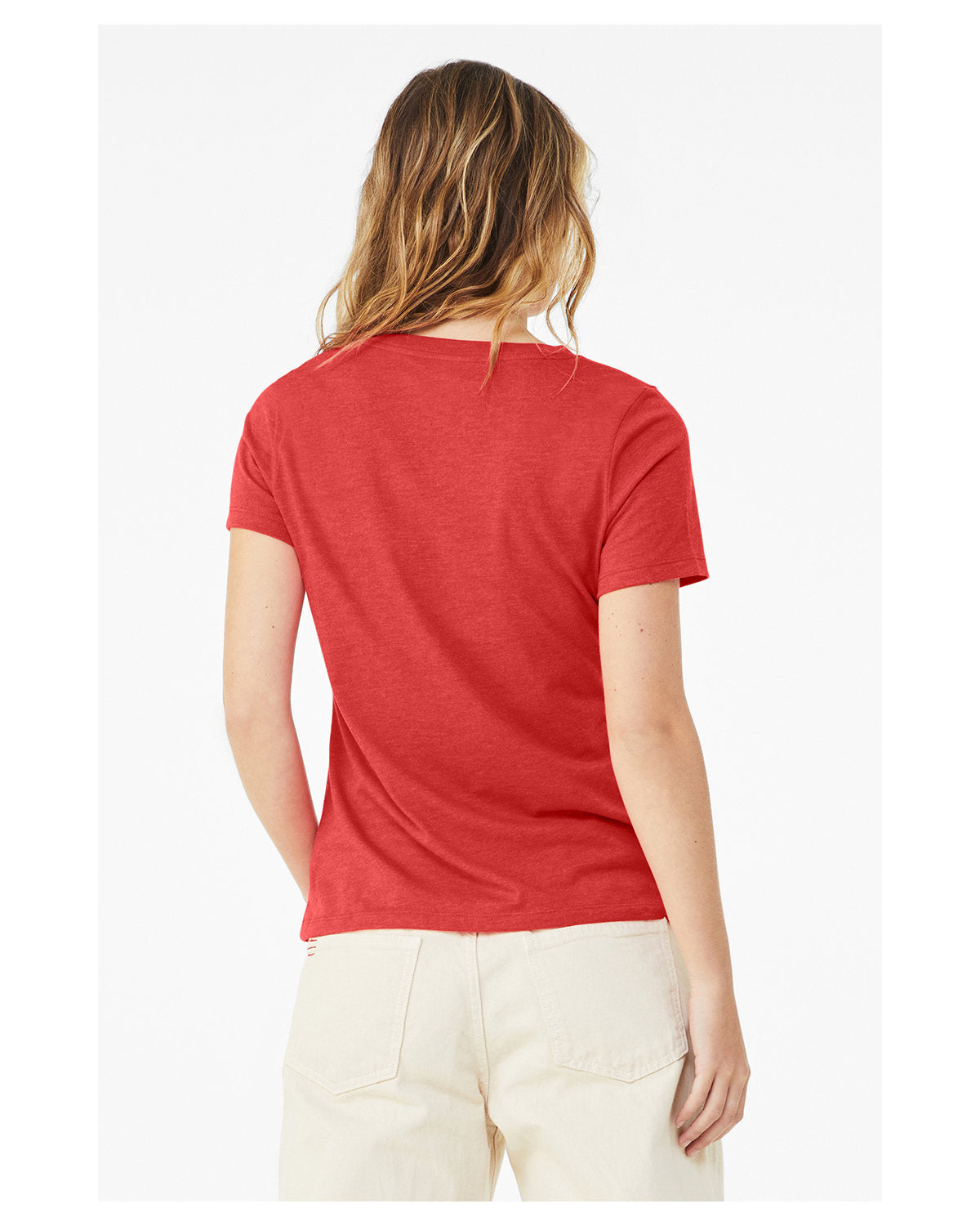 Bella + Canvas 6405CVC Women's Relaxed Fit Heather CVC Jersey V-Neck T-Shirt - Soft Casual Tee for Everyday Wear, Gym, and Lounge