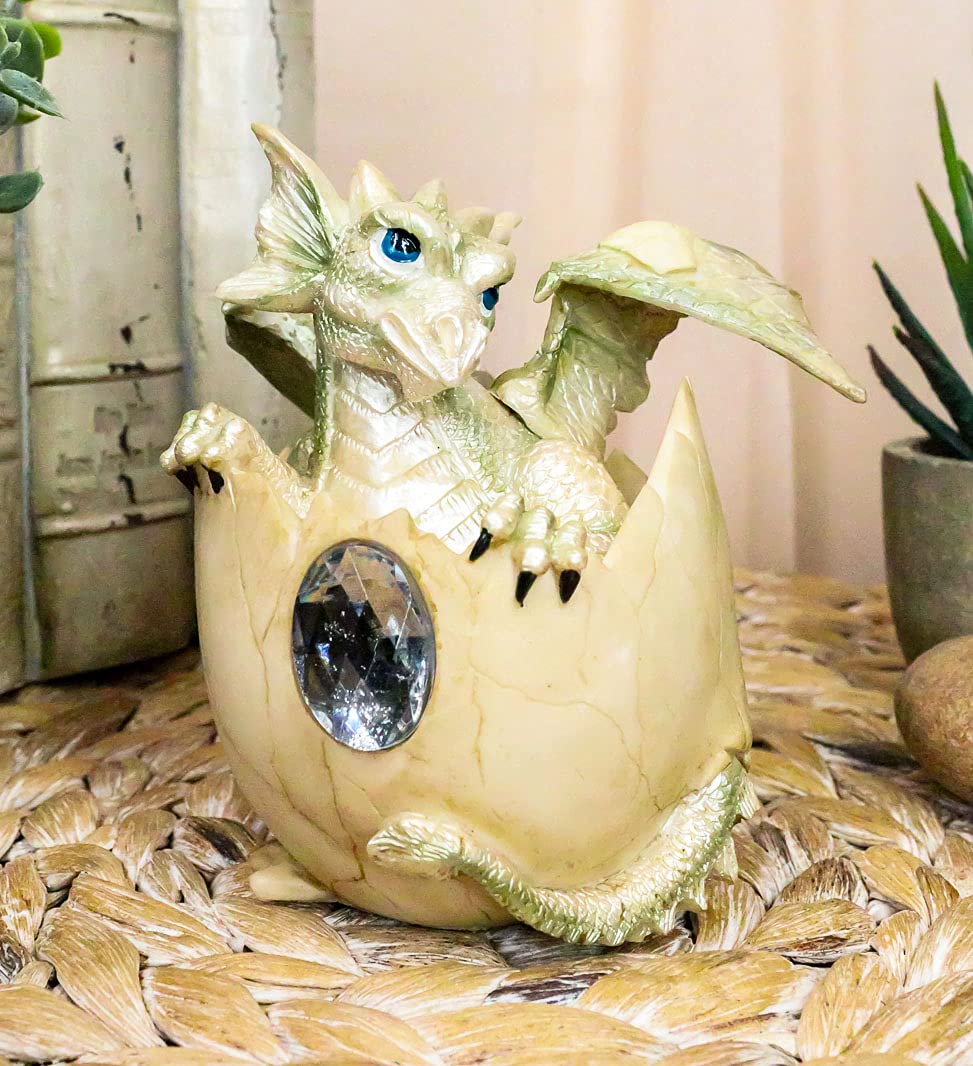 Ebros April Birthstone Dragon Egg Statue with Diamond Gem - Fantasy Collector's Dragon Hatchling Figurine for Birthday Gifts & Home Decor