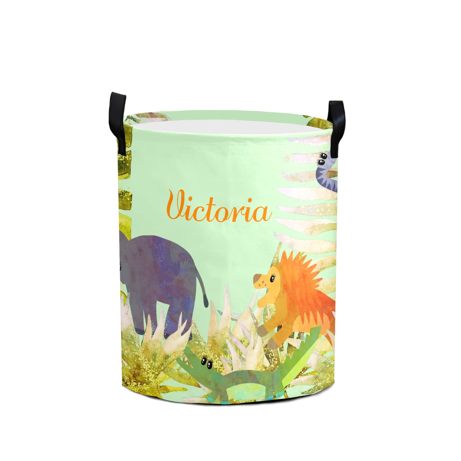 Custom Name Cartoon Watercolor Animals Laundry Hamper - Collapsible Waterproof Clothes Storage Basket for Bedroom Decor & Dirty Clothes Organization - Perfect Gift for Kids, Teens & Dorm Rooms